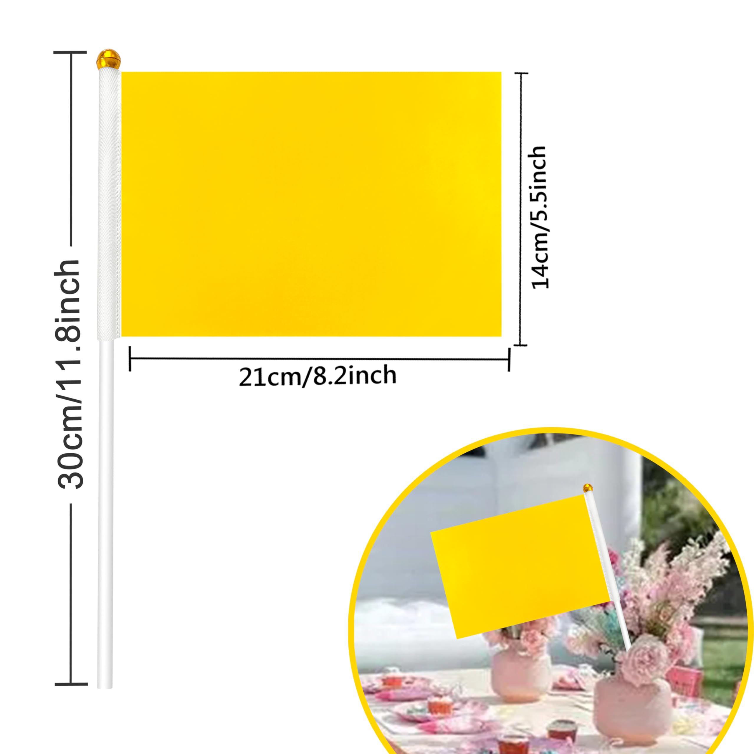 Kerda 25 Pack Solid Yellow Flags Small Mini Yellow Diy Graffiti Flags On Stick,Party Decorations For Grand Opening,Kids Birthday