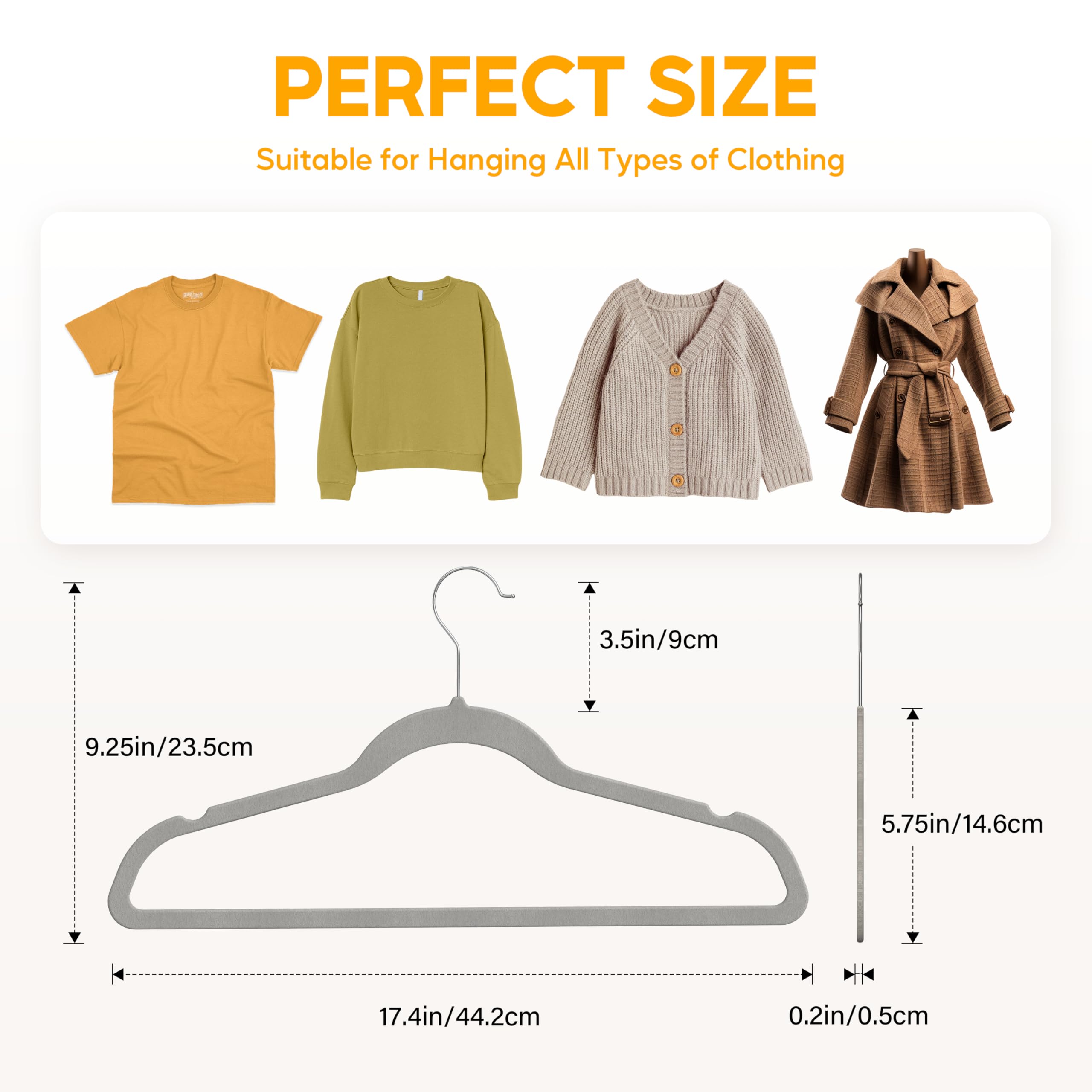 Healsmart 30 Pack Heavy Duty Velvet Hangers, Non-Slip Flocked Felt Hangers With Shoulder Notches, Hangers For Coats, Pants And D