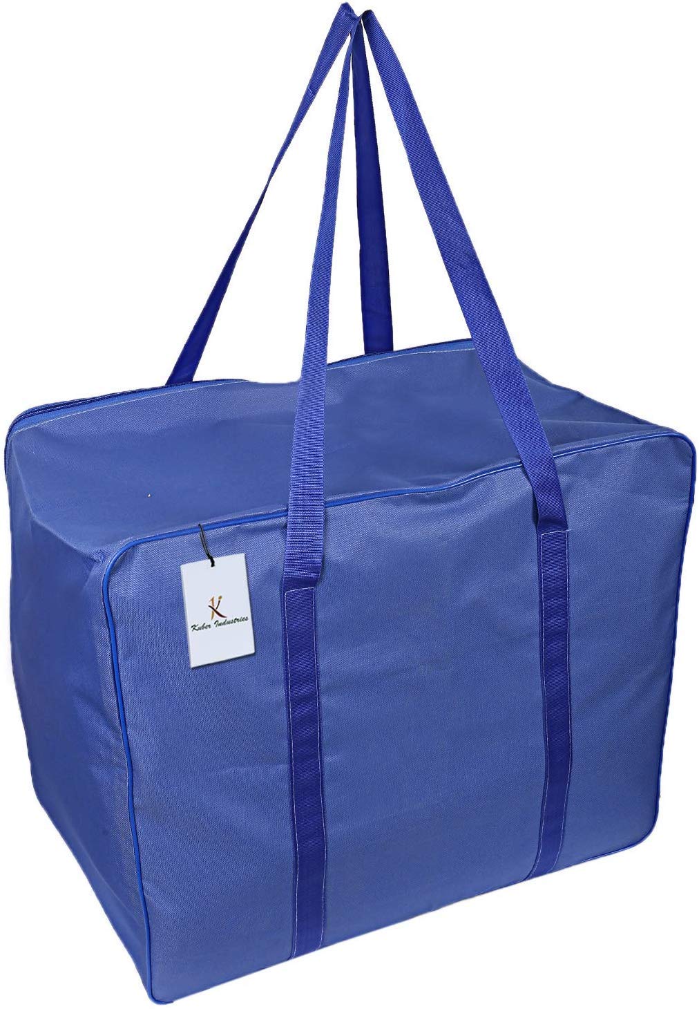 Kuber Industries Rexine 2 Pcs Jumbo Underbed Moisture Proof Storage Bag With Zipper Closure And Handle (Royal Blue) Ctktc06603