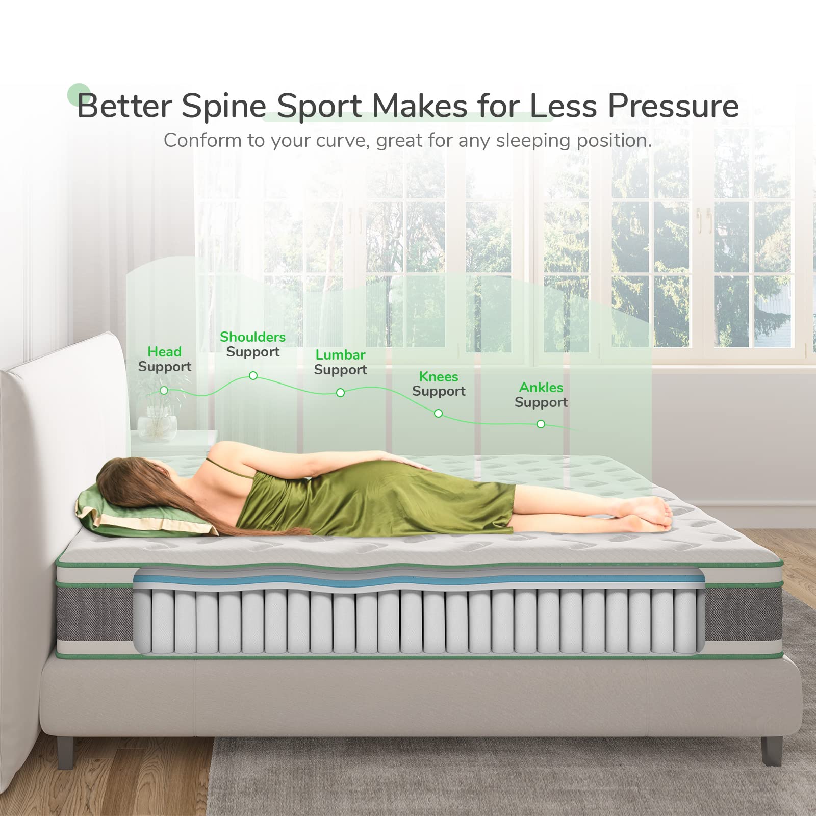 Novilla King Size Mattress, 10 Inch Hybrid Mattress In A Box, Individually Wrapped Pocket Coils Innerspring Mattress For Motion
