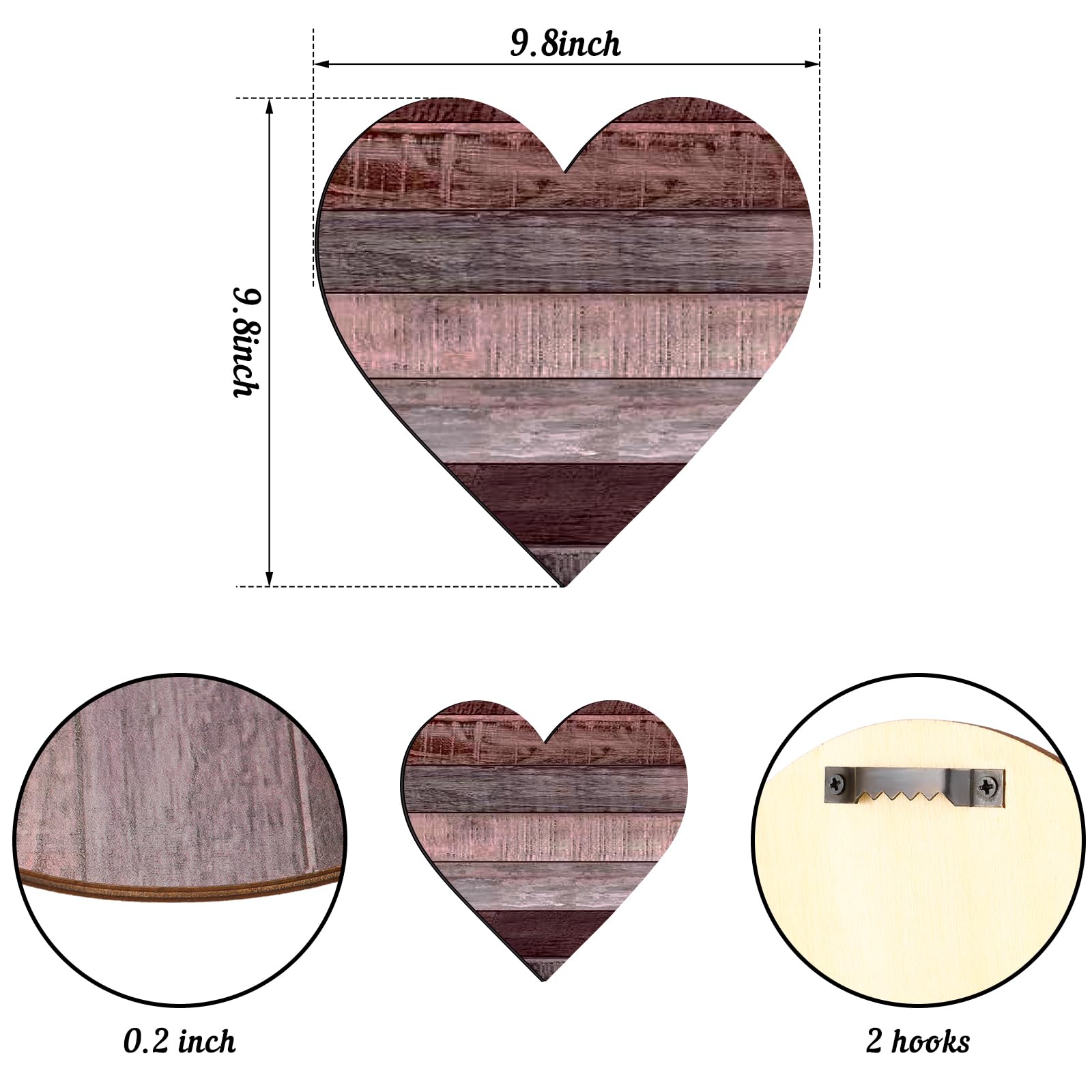 Chitidr 3 Pcs Wooden Hearts Decor Heart Wooden Sign Rustic Hanging Love Plaque for Wall Home Farmhouse Living Room Bedroom Gifts