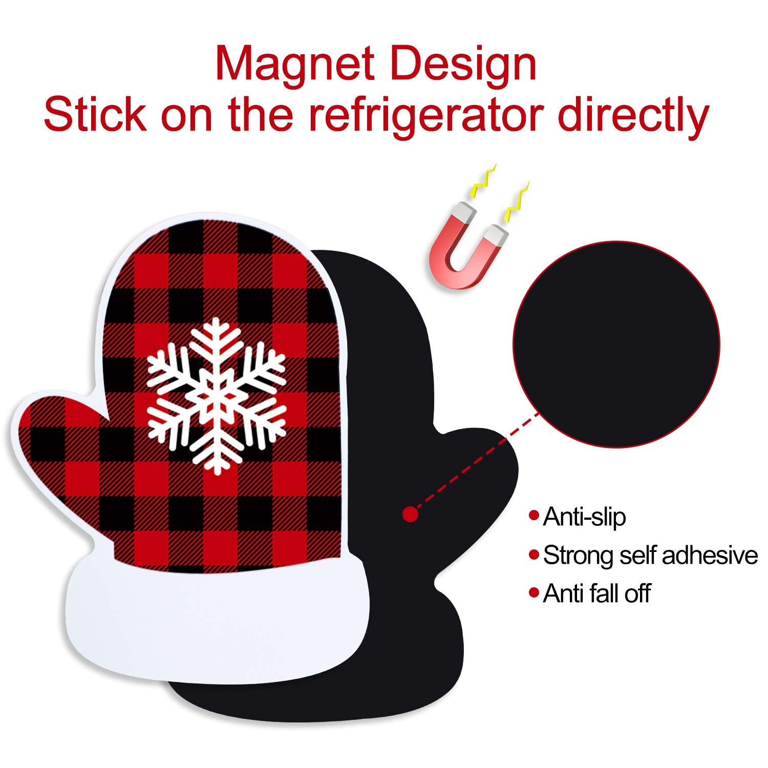 17Pcs Snowman Refrigerator Magnets  Christmas Decorations  Large Red Black Buffalo Plaid Fridge Magnet Stickers  Xmas Holiday Decorations for Fridge  Metal Door  Cabinets  Garage Door