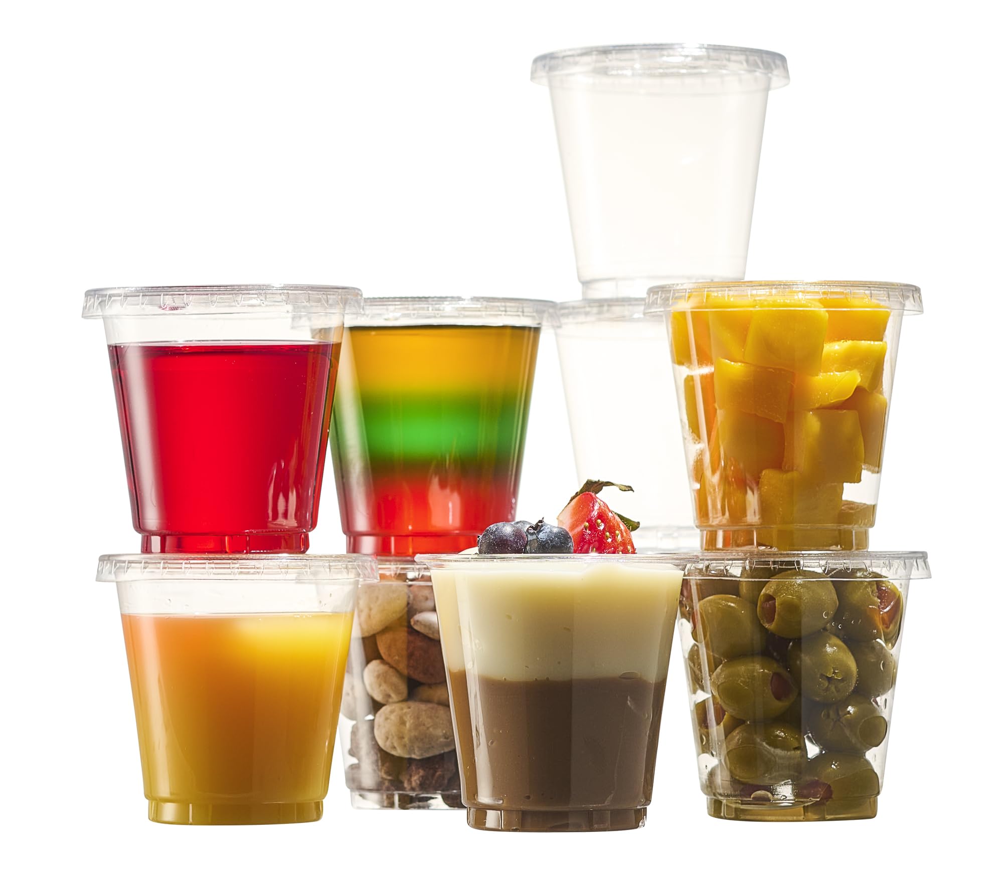 Patchke [ 3 Oz - 100 Cups + 100 Lids ] Premium Quality, Jello Shot Cups With Lids - Leak-Resistant, Easy Snap-On Lids - Clear &