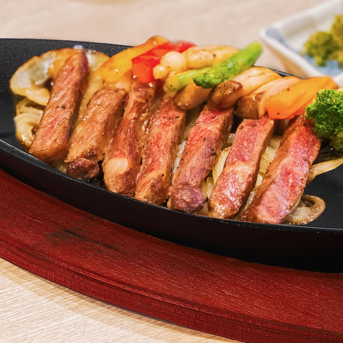 Angoily Cast Iron Fish Pan: Small Fish Frying Pan Skillet With Wooden Base For Restaurant Kitchen Grilling Meats Sizzling Plate