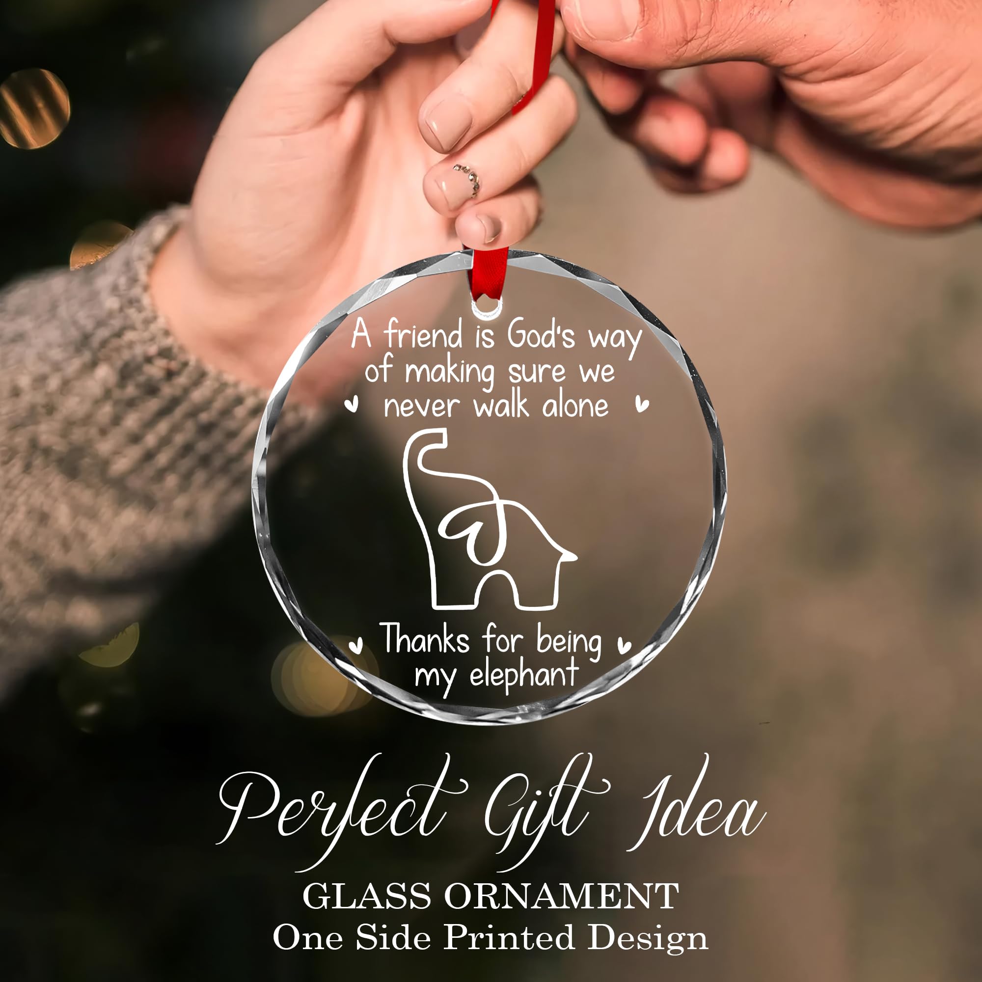 MALFIRST Friendship Elephant Ornament - A Friend is God's Way Ornament, Elephant Friendship Gifts, Friend Elephants Decor Gift,