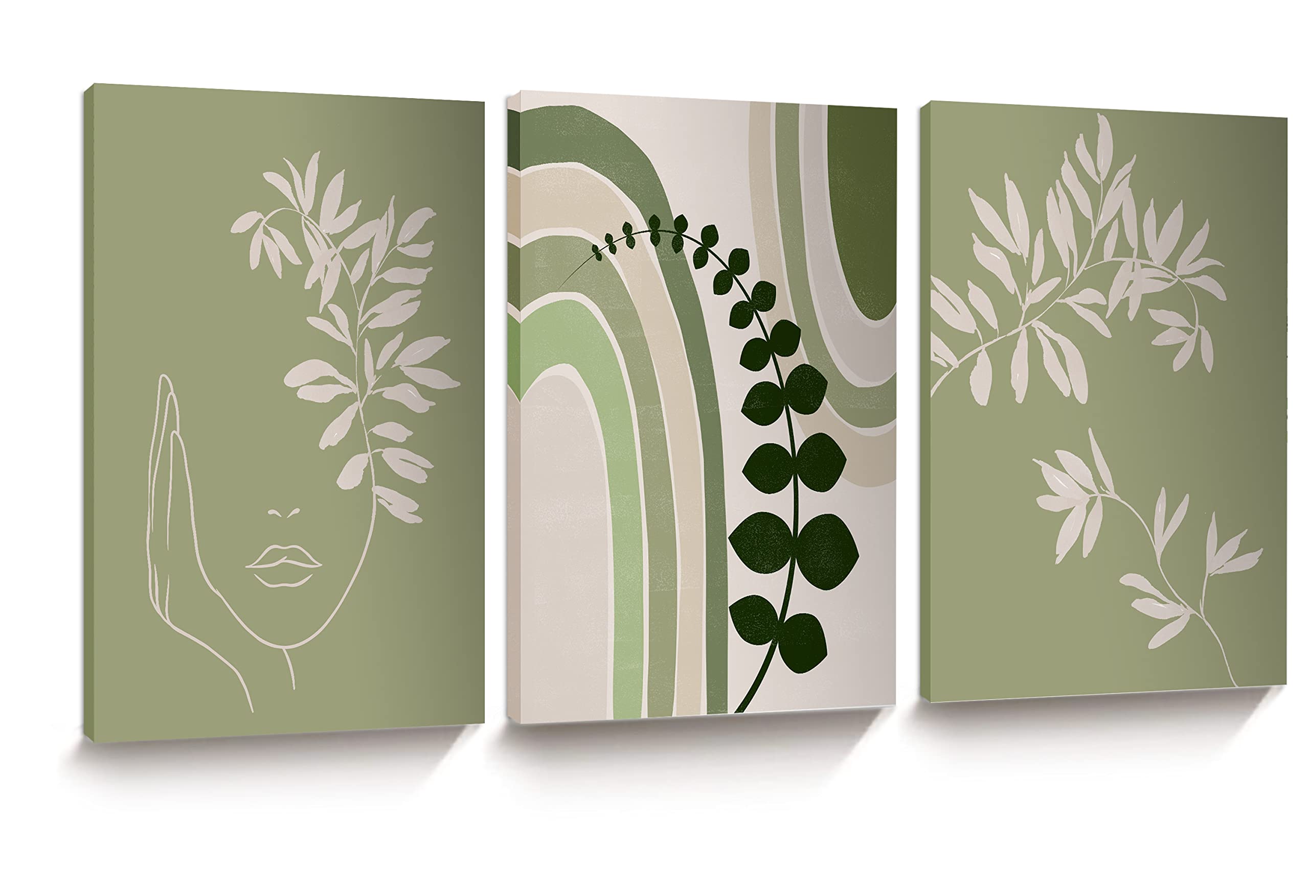 Upwoigh Wood Framed Wall Art, Minimalist 12X16In Botanical Wall Decor, Fern Plants Framed Prints, White Leafs Tropical Plants,Bl