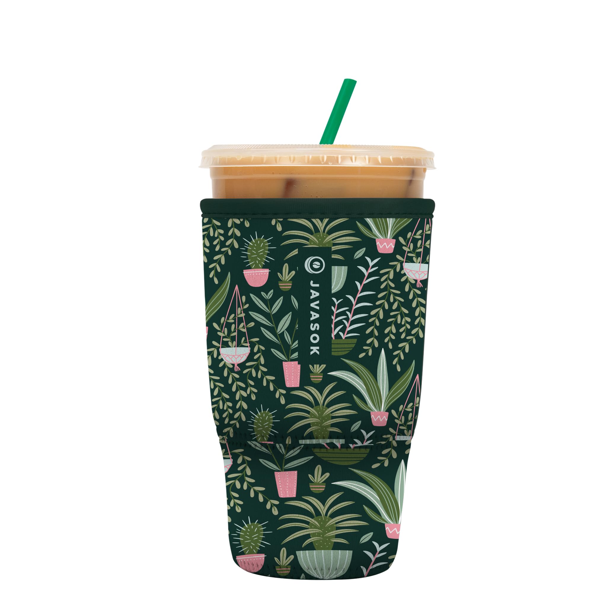 Sok It Java Sok Iced Coffee & Cold Soda Insulated Neoprene Cup Sleeve (Green Living, Large: 30-32oz)