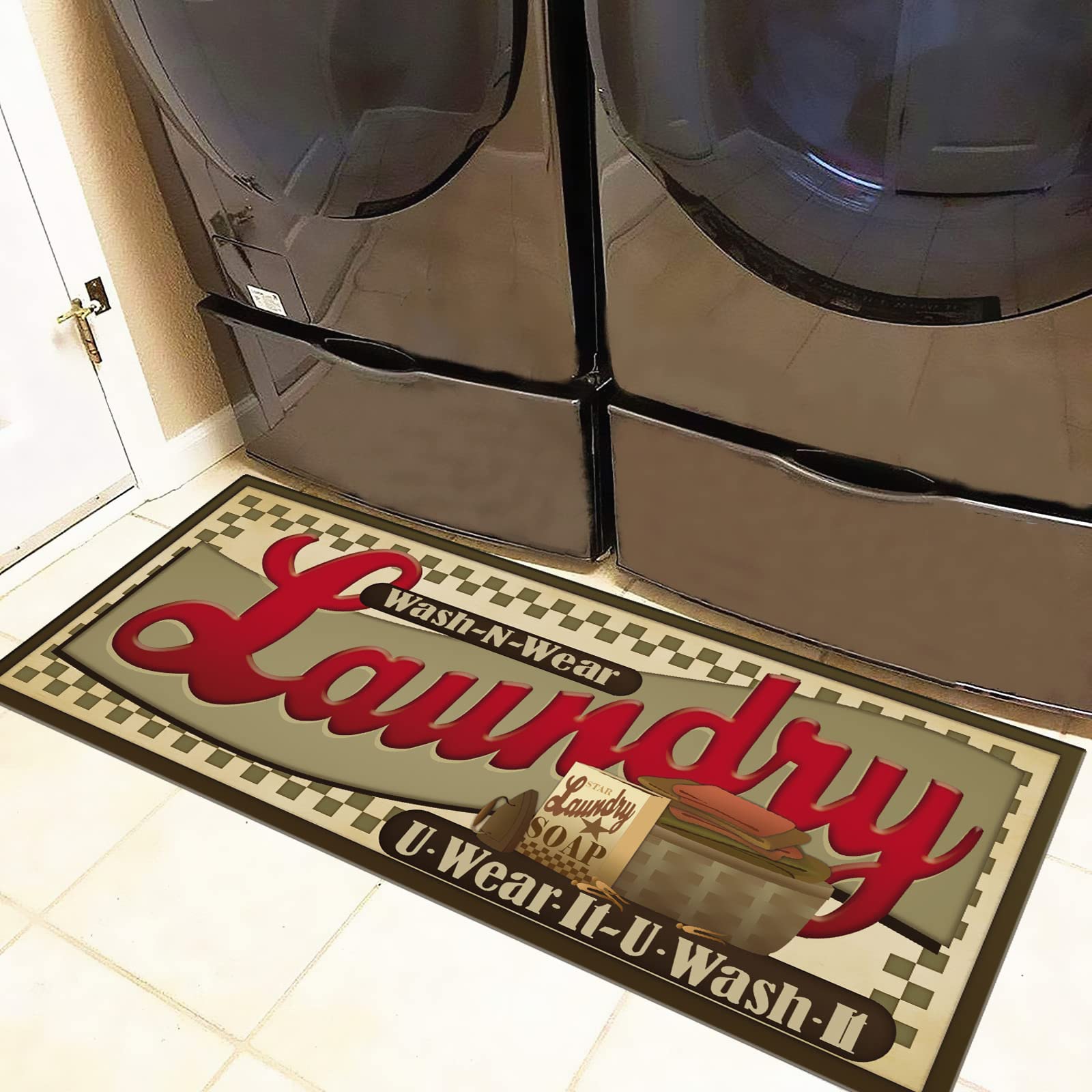 UKELER Anti Fatigue Rug Runner Nonslip Rubber Comfort Mats Floor Runner for Bathroom Kitchen Laundry Room Decor, 59  20