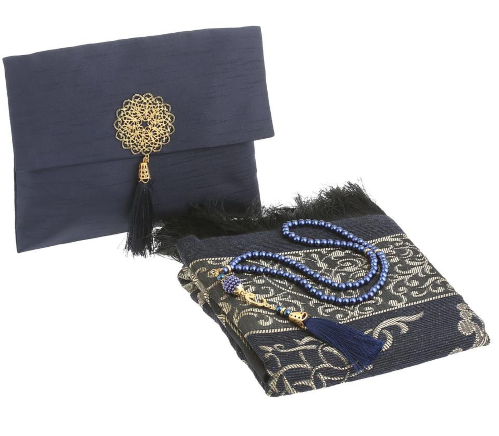 Prien Muslim Prayer Rug with Tasbih and Portable Bag, Muslim Gift for Women Men, Mubarak Islamic Box, Soft Mat Islam Gifts Set, 