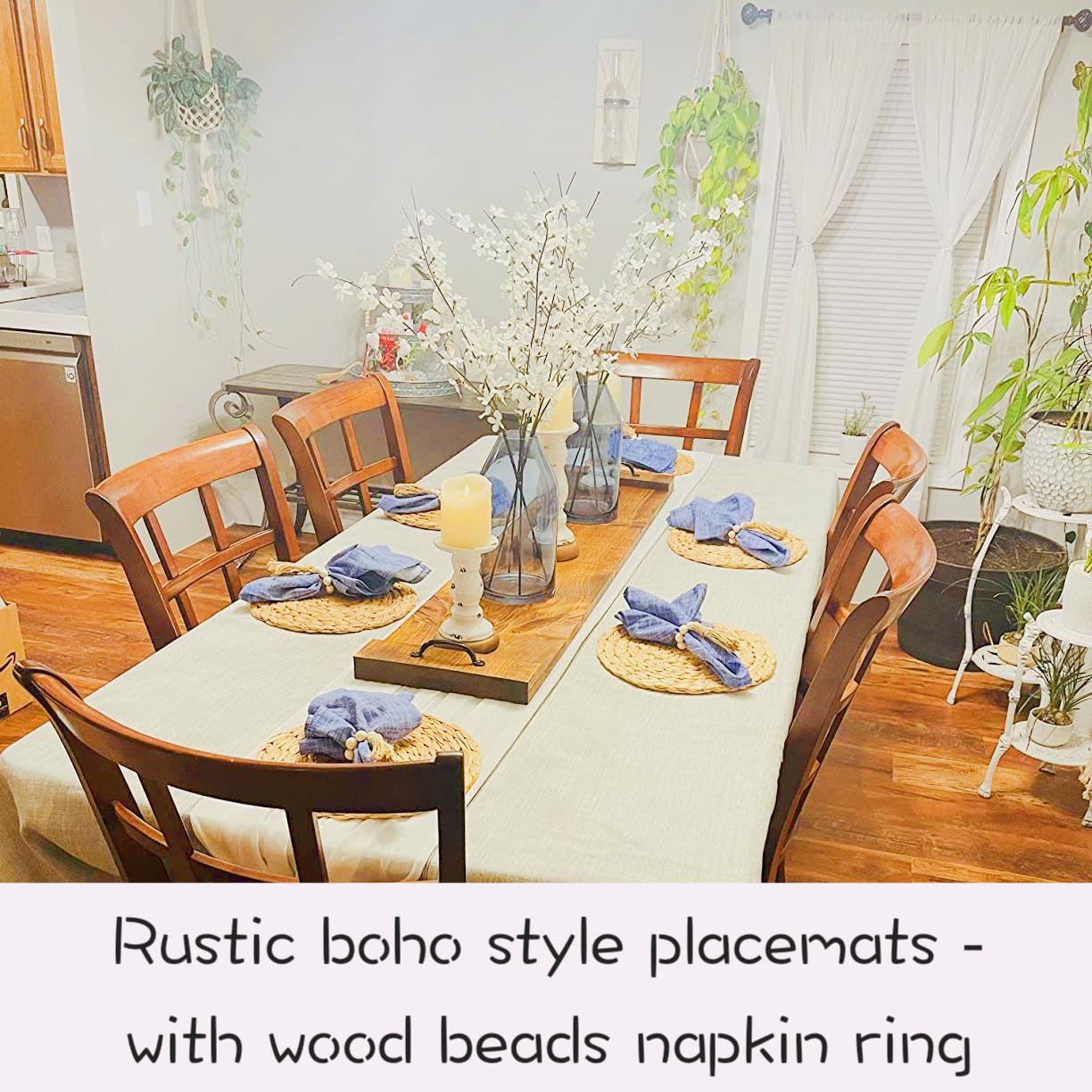 Woven Seagrass Placemats Set Of 6, 13'' Boho Round Woven Natural Placemats, Wicker Placemats, Rattan Placemats, Braided Plate Ch