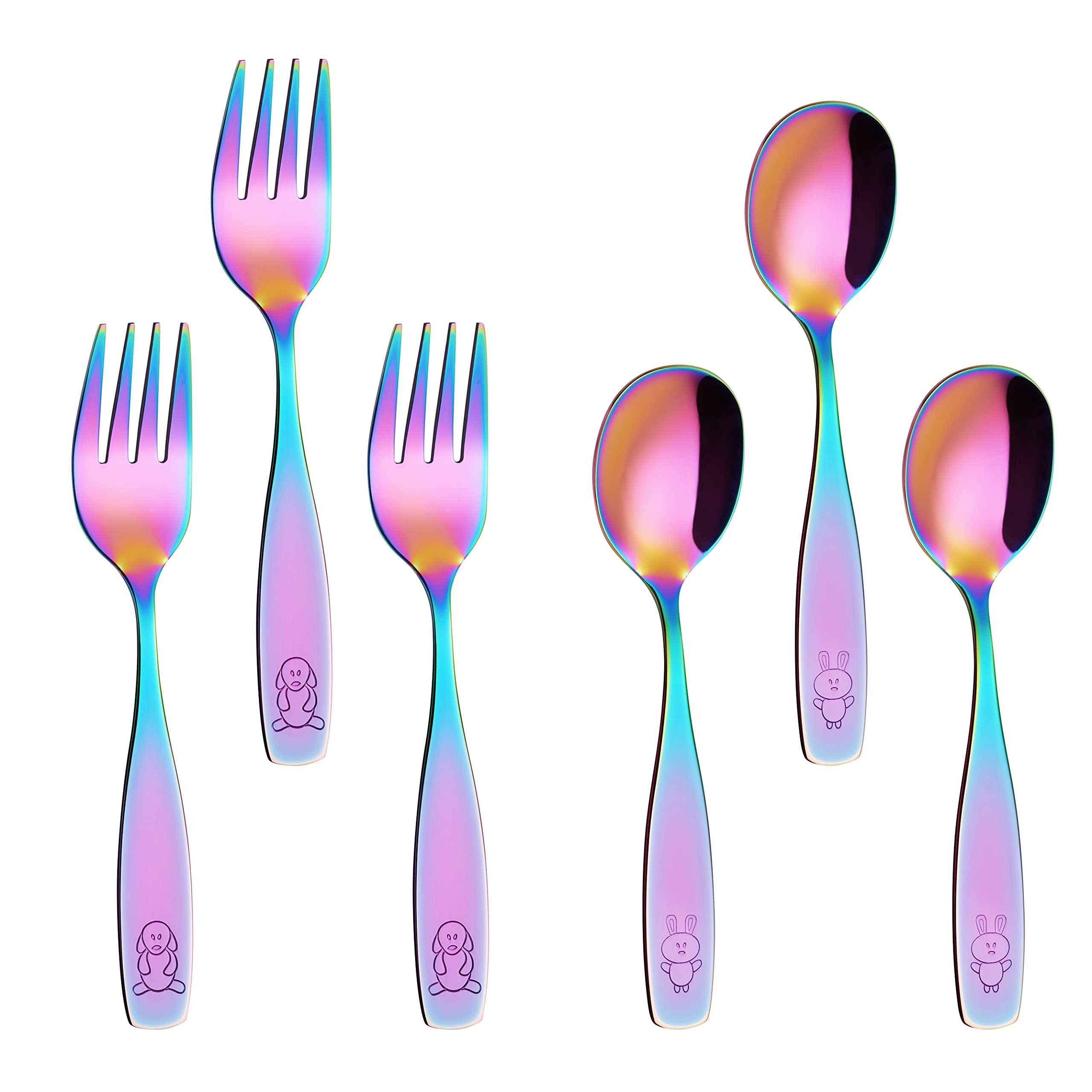 ANNOVA Kids Silverware Children's Safe Flatware Set Stainless Steel - Children Forks And Dinner Spoons, Toddler Utensils, Metal