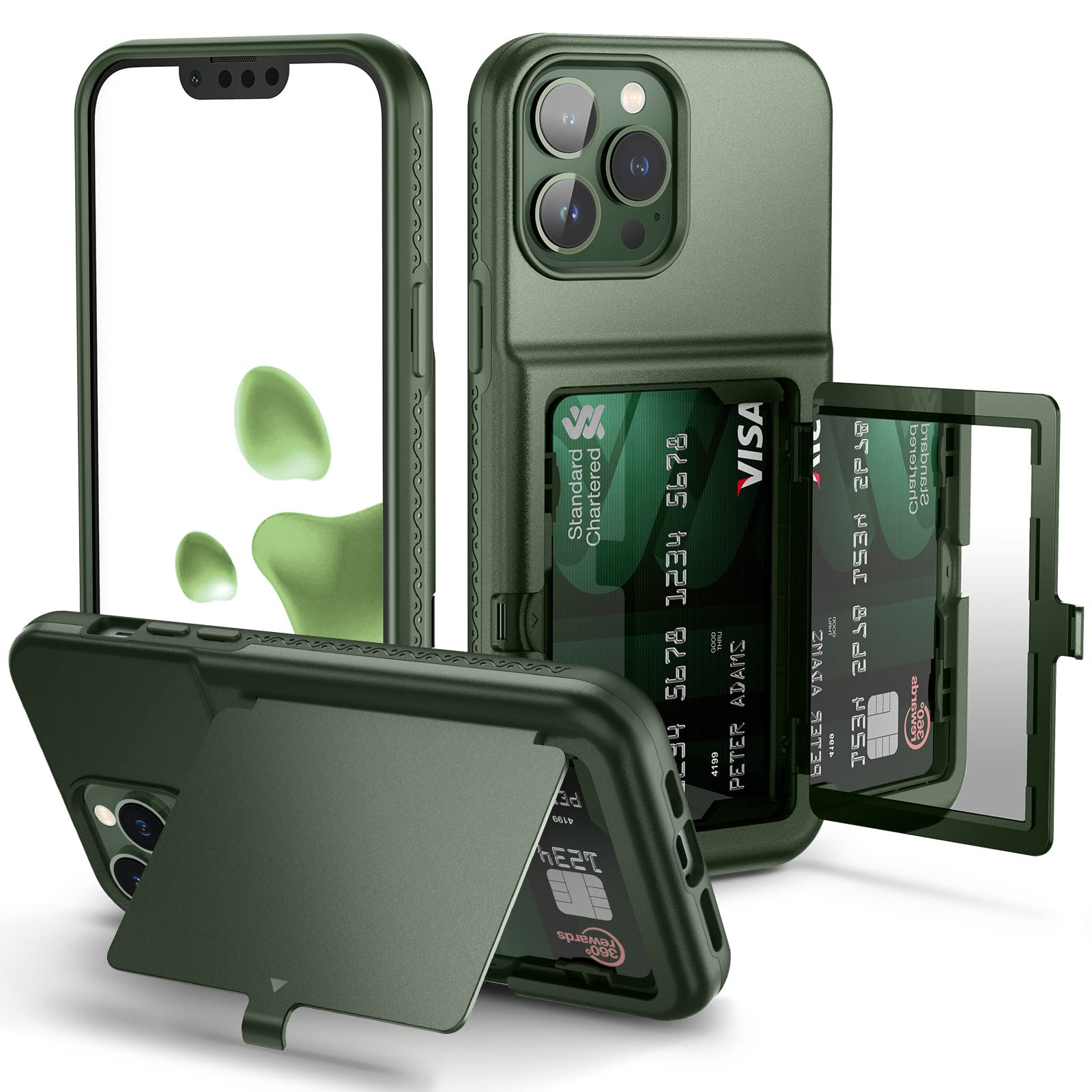 Welovecase For Cute Iphone 13 Pro Max Case For Women With Credit Card Holder  Hidden Mirror, Two Layer Shockproof Heavy Duty Pro