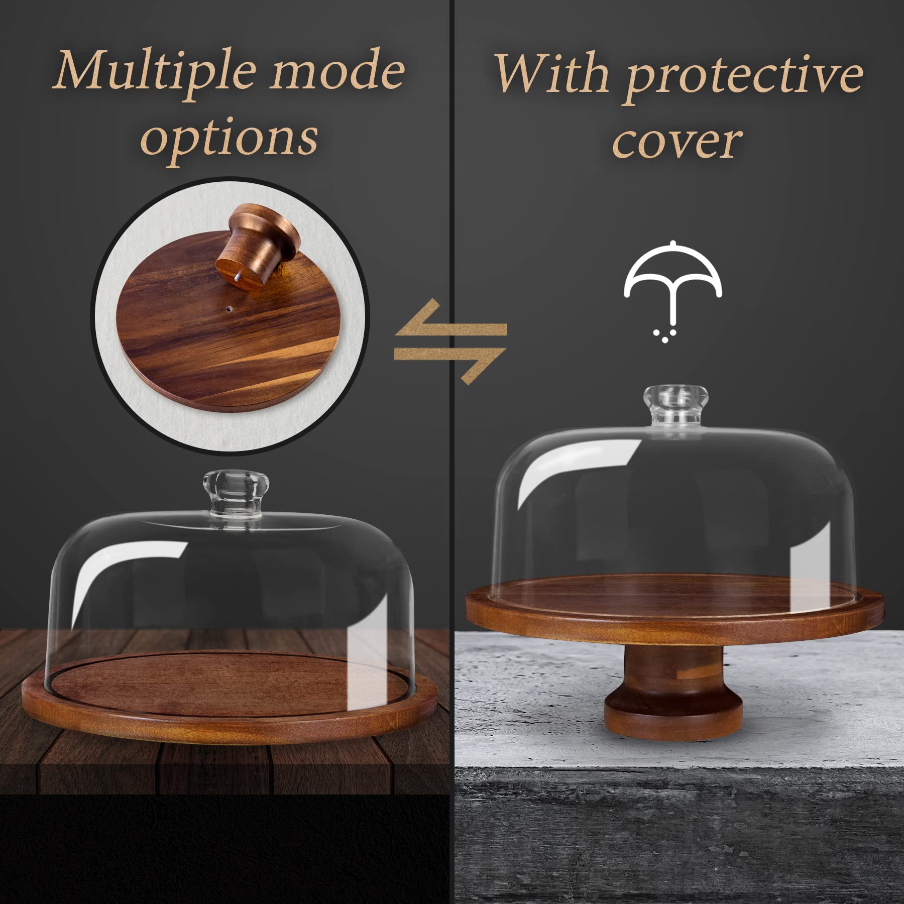 Jkwokback Cake Stand with Dome and Acrylic Lid, Cake Plate and Plastic Cake Cover with Detachable Base,Cake Display Server Tray