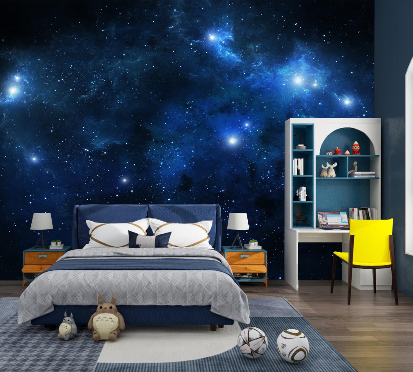 TUNDJ - Galaxy Wallpaper Peel and Stick Night Sky Ceiling Self-Adhesive Mural for Living Room Bedroom 82x57