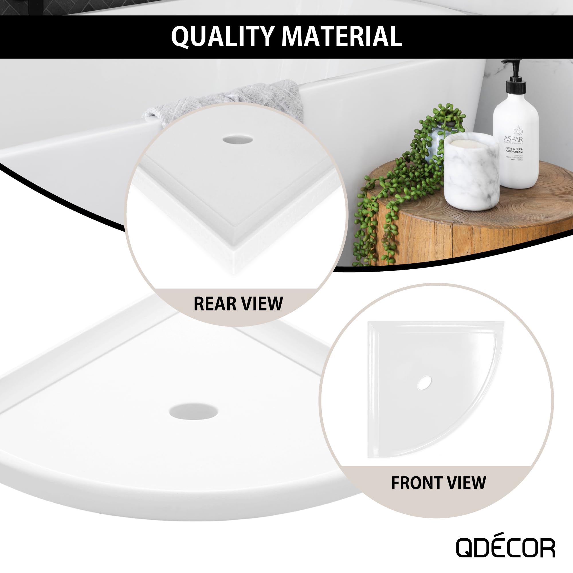 Questech Decor Corner Shower Shelf, Shower Shelf For Inside Shower Tiled Walls, Bathroom Shower Corner Storage, 8 Inch Corner Sh