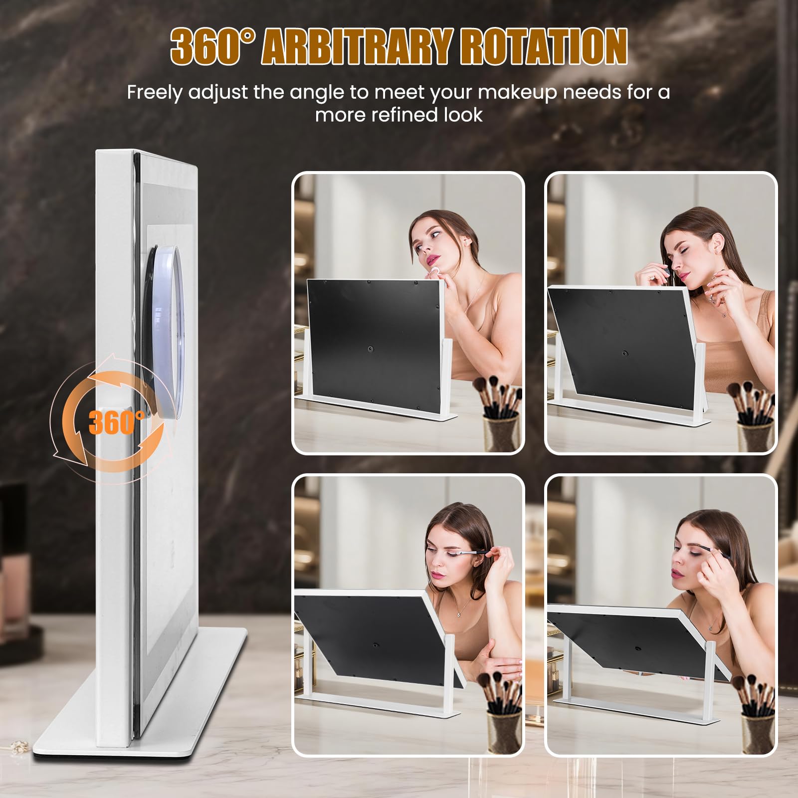Vanity Mirror with Lights, 16  12 LED Makeup Mirror, HD Professional Mirror, 10X Magnification, Smart Touch with 3-Color Lightin