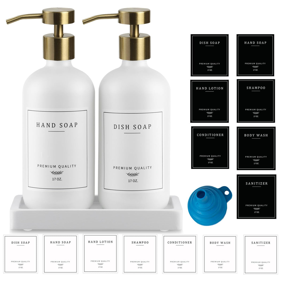 Soap Dispenser Bathroom - Dish And Hand Soap Dispenser Set, Glass Soap Dispenser With Pump, Dish Soap Dispenser For Kitchen With