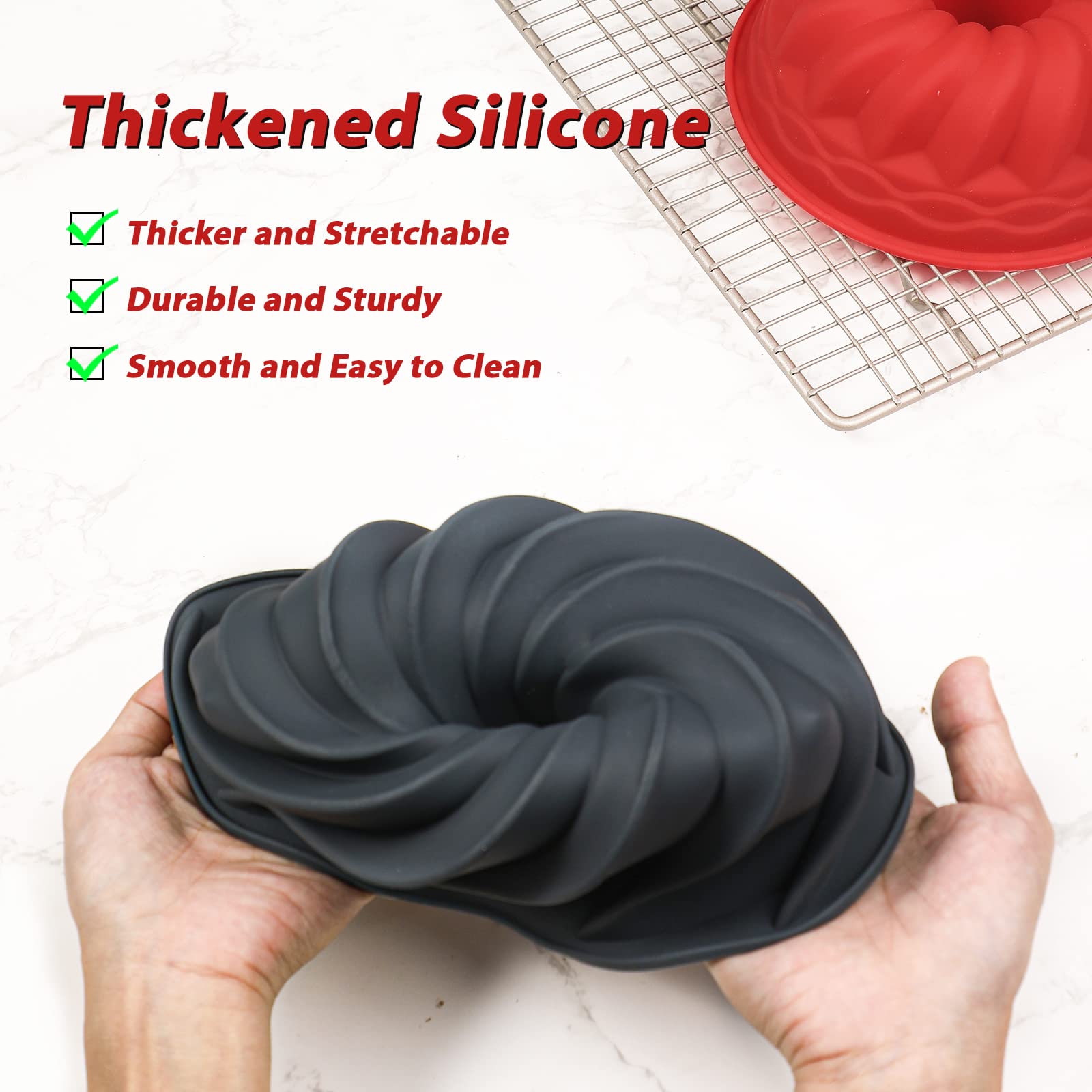 Webake Fluted Tube Cake Pan Silicone 6 Inch Small Bunt Cake Molds Nonstick Round Cake Pans For Baking Pack Of 4