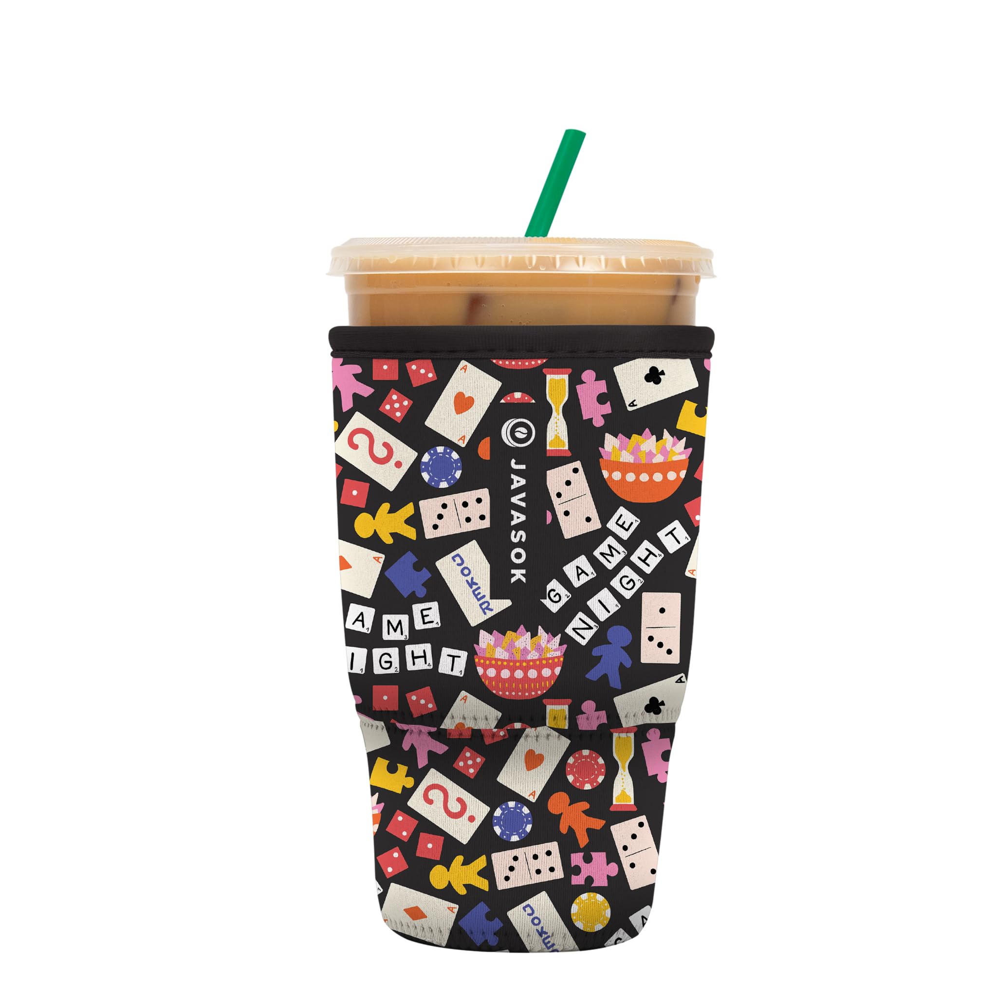 Sok It JavaSok Iced Coffee & Cold Soda Insulated Neoprene Cup Sleeve (Game Night, Large: 30-32oz)