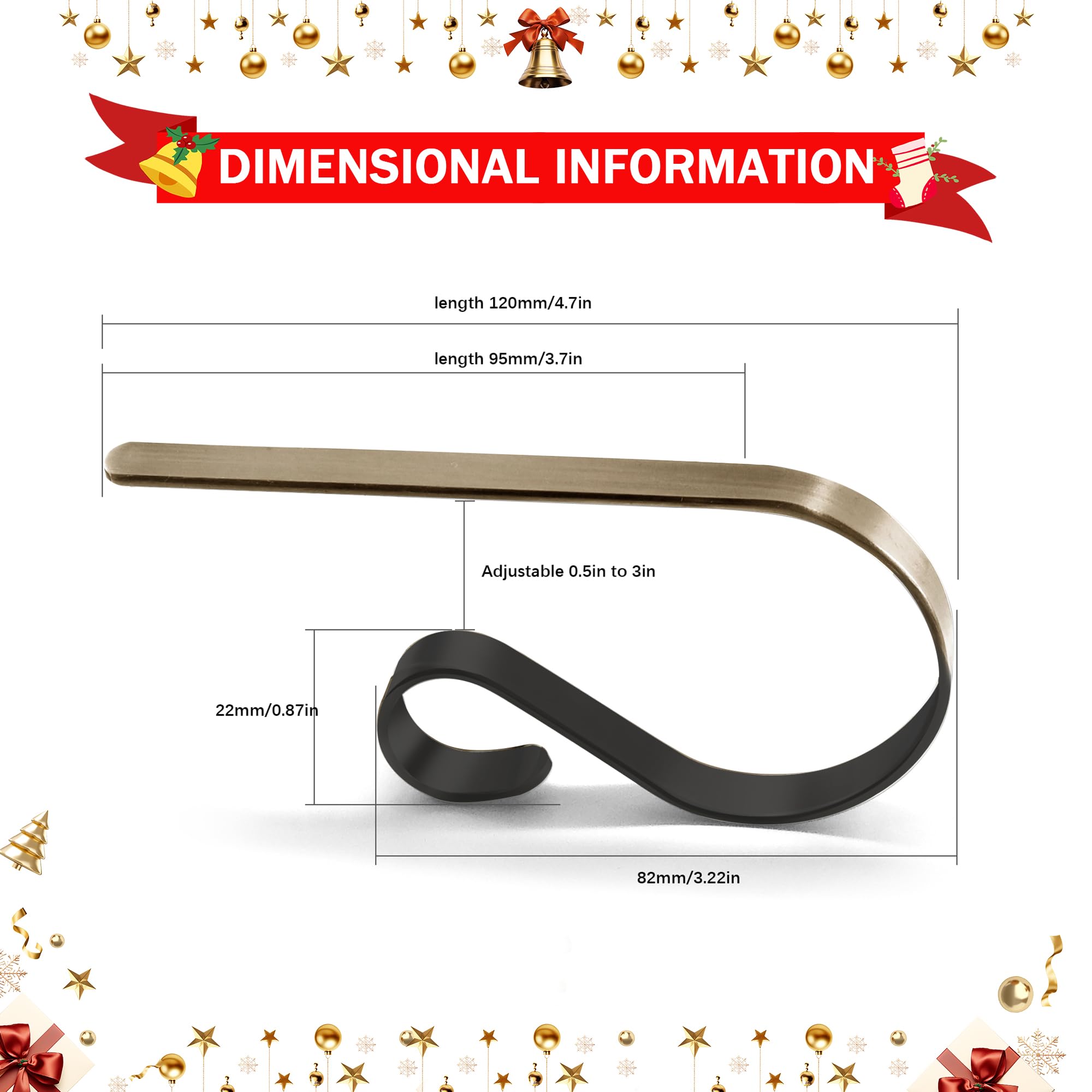 TAROSE Stocking Holders for Mantle, Christmas Stocking Holder Set of 4, Mantle Clip Fireplace Hooks Hanger for Christmas Party D