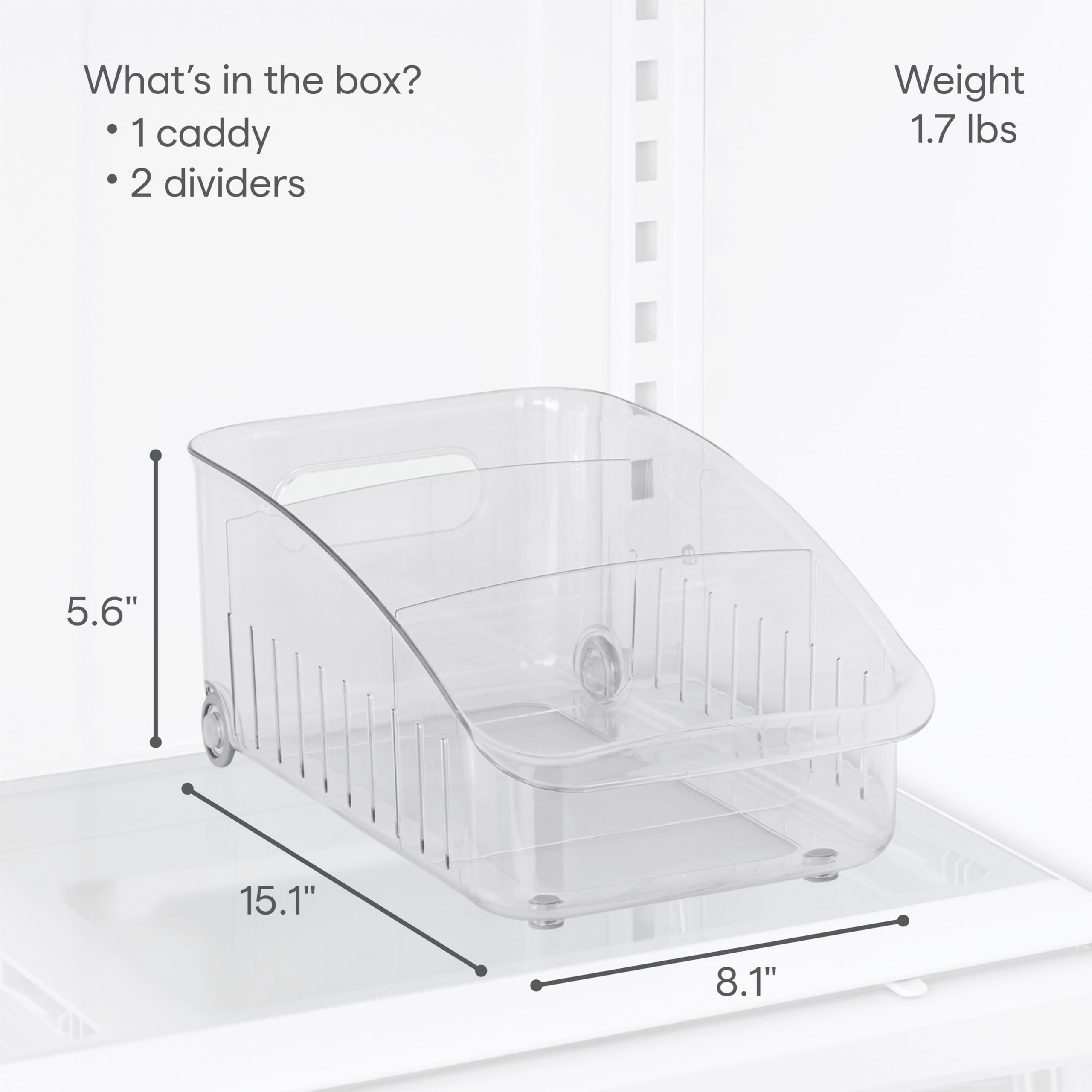 Youcopia Rollout Fridge Drawer 8'', Fridge Organizer And Storage, Clear Bpa-Free Refrigerator Bin With Adjustable Dividers