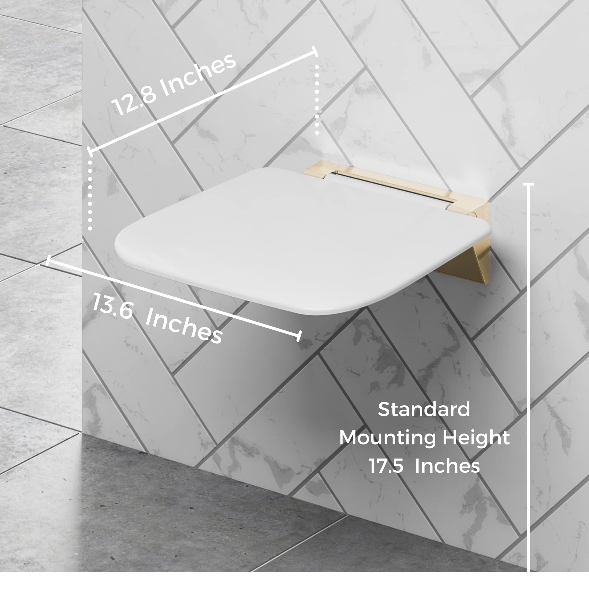 Autumn Lane Folding Shower Seat Wall Mounted- Up To 350Lbs, Secure Folding Shower Bench, Space Saving Mounted Shower Seat, Luxur