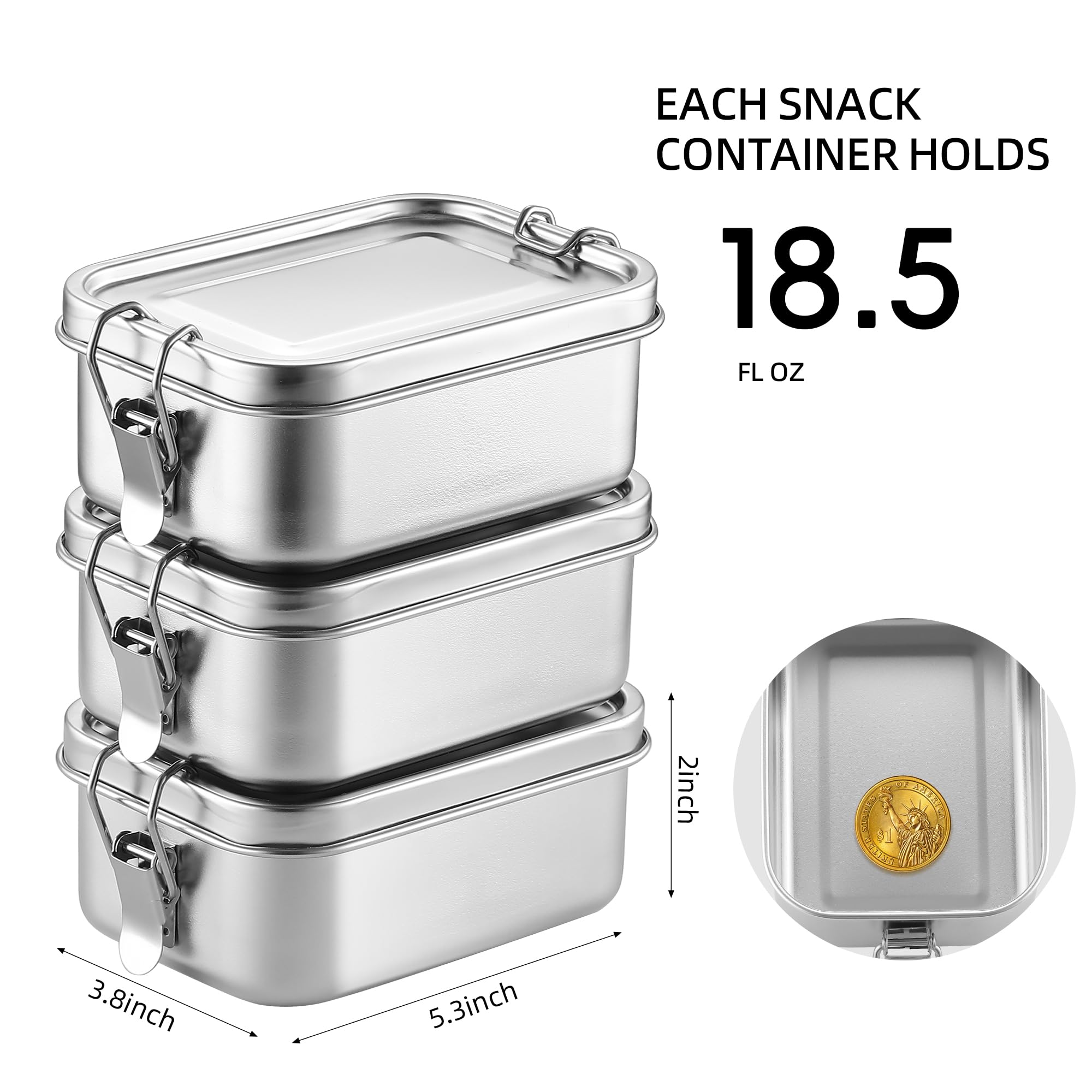 Befoy Small Stainless Steel Food Storage Containers Set | Reusable Metal Lunch Snack Boxes Food Prep Container With Lids Freezer