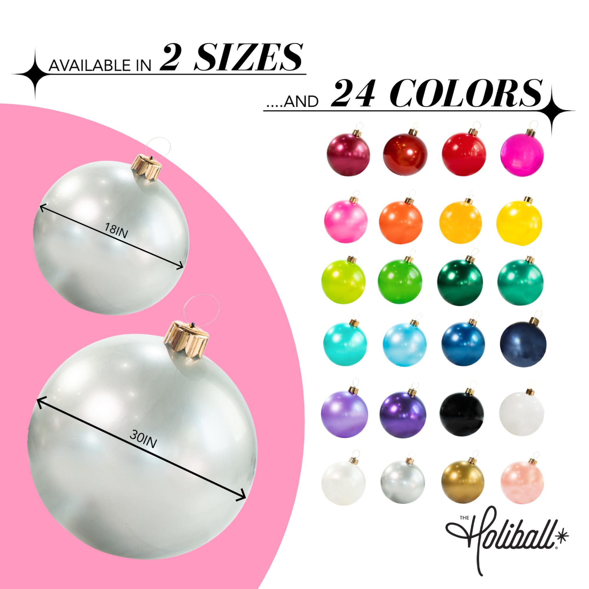 Holiball Inflatable Holiday Ornament - Ultimate Indoor/Outdoor Decoration - Reusable and Storage Friendly - for Weddings, Partie