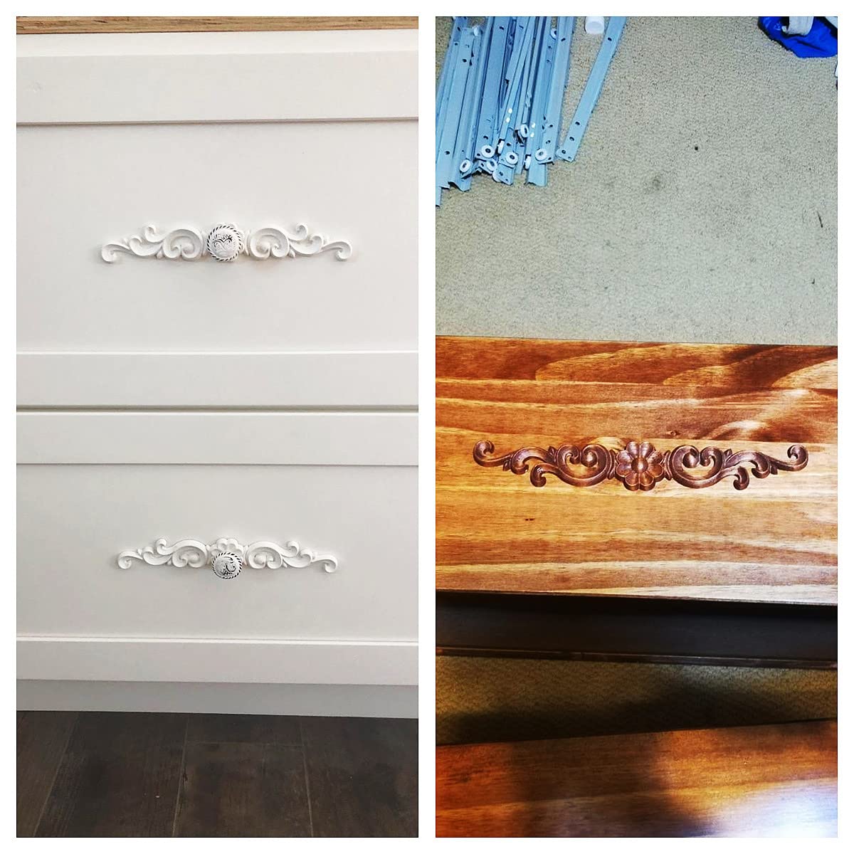 Muxsam Wood Carved Onlays Appliques, Long Carvings Overlays Decor, Rosette Inlay Decals Ornaments For Drawers Door Cabinet Mirro