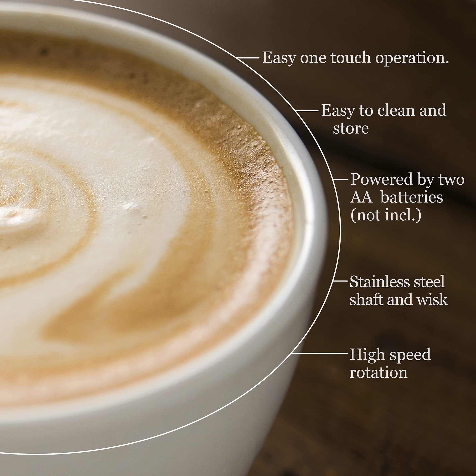 Rae Dunn Milk Frother- Handheld Electric Drink Mixer, Handheld Electric Milk Frother, Coffee Frother, Hand Blender, Frappe Maker