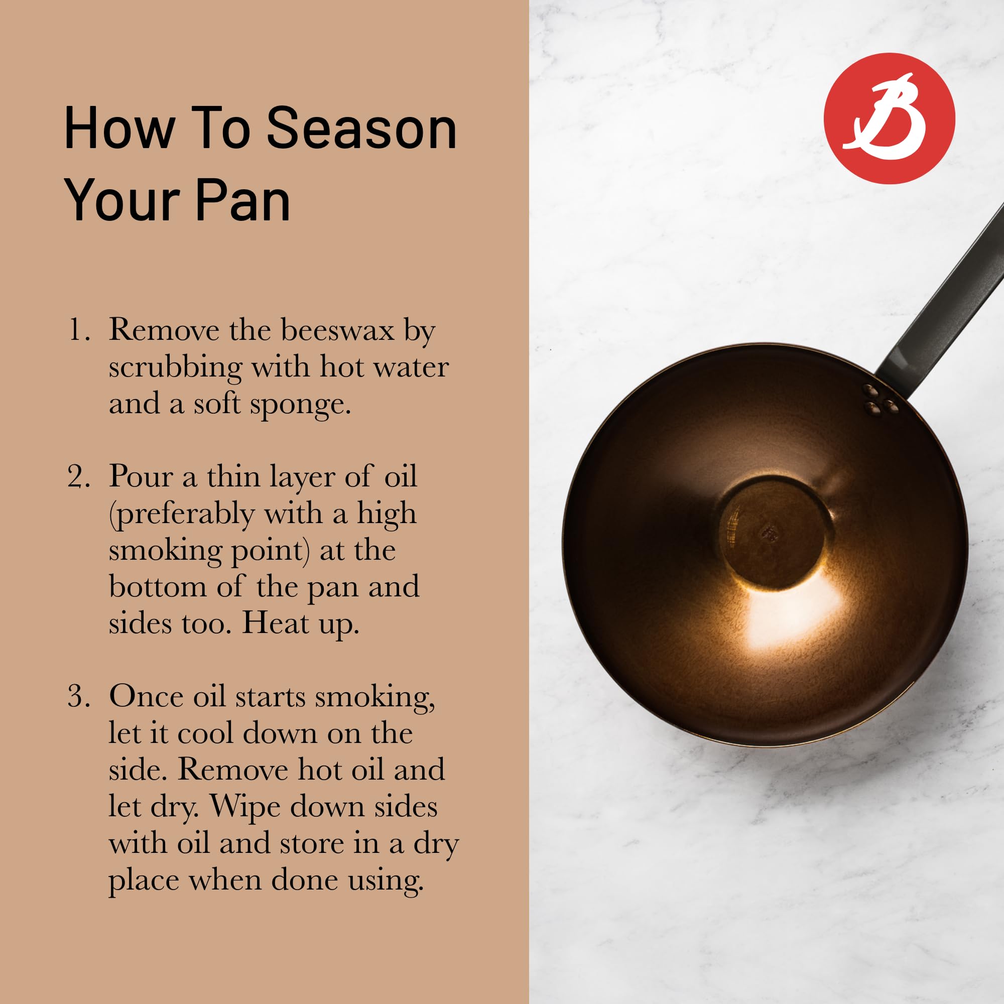 De Buyer Mineral B Carbon Steel Wok Pan - 11    - Ideal For Steaming, Stir Frying & Deep Frying - Naturally Nonstick - Made In F