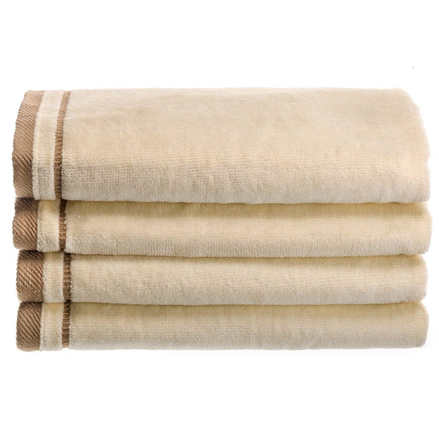 Creative Scents 100% Cotton Velour Fingertip Towels - 4 Pack 11 By 18 Inch - Decorative, Extra Absorbent And Soft Face Towel, Id