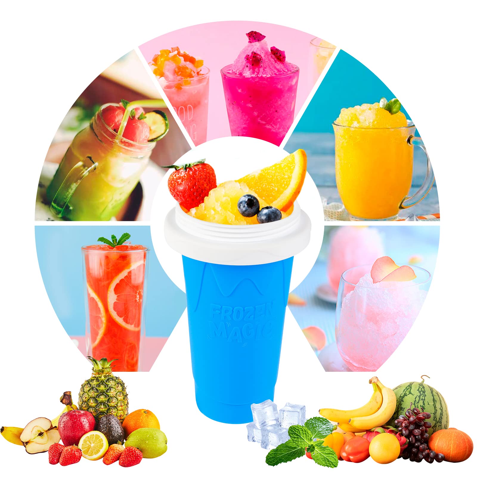 Slushie Maker Cup - TIK TOK Quick Frozen Magic Cup  Double Layers Slushie Cup  DIY Homemade Squeeze Icy Cup  Fasting Cooling Make And Serve Slushy Cup For Milk Shake  Smoothies  Slushies - Blue