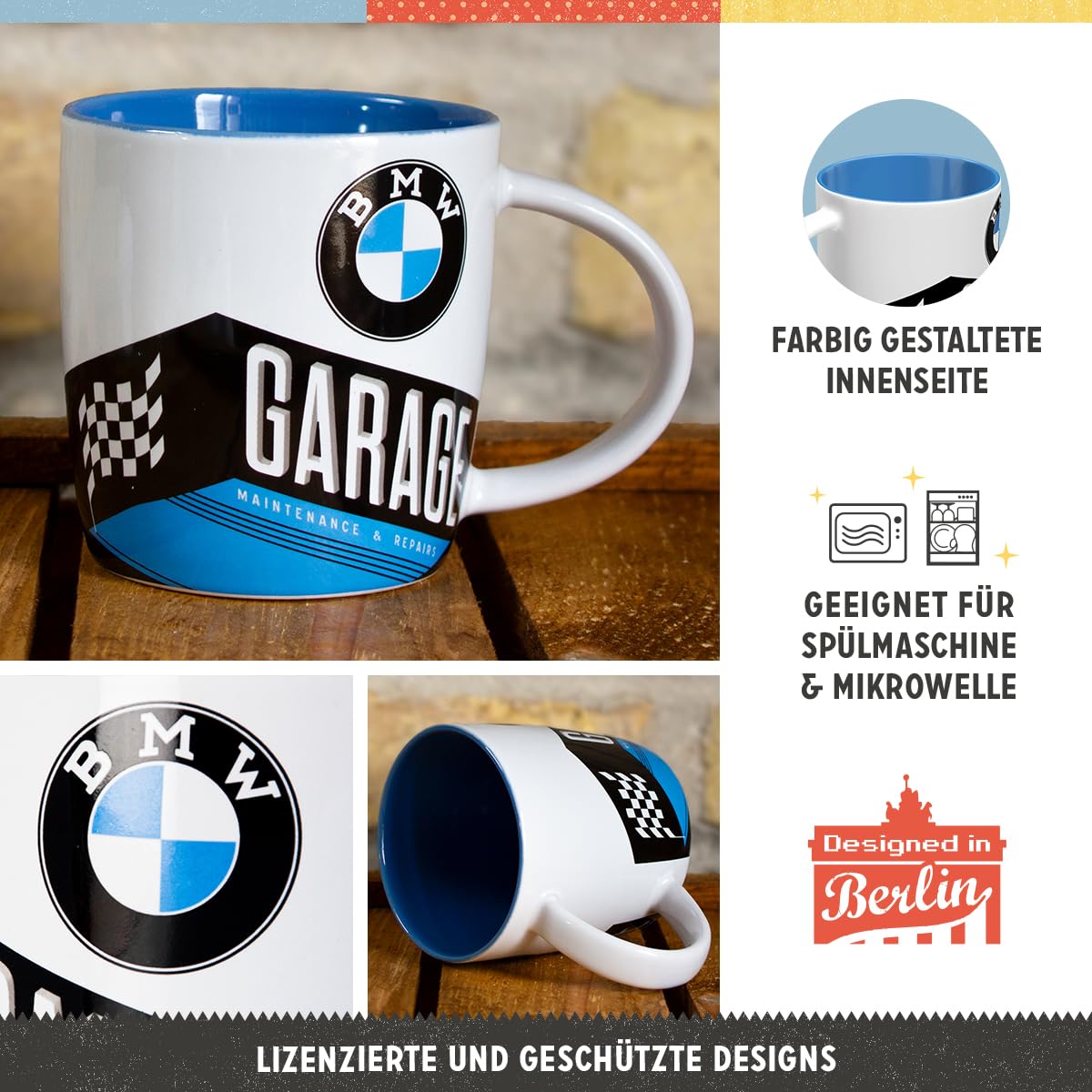 Nostalgic-Art Retro Coffee Mug  BMW - Garage - Gift idea for car accessories fans  Large Ceramic Cup  Vintage Design  11.2 oz