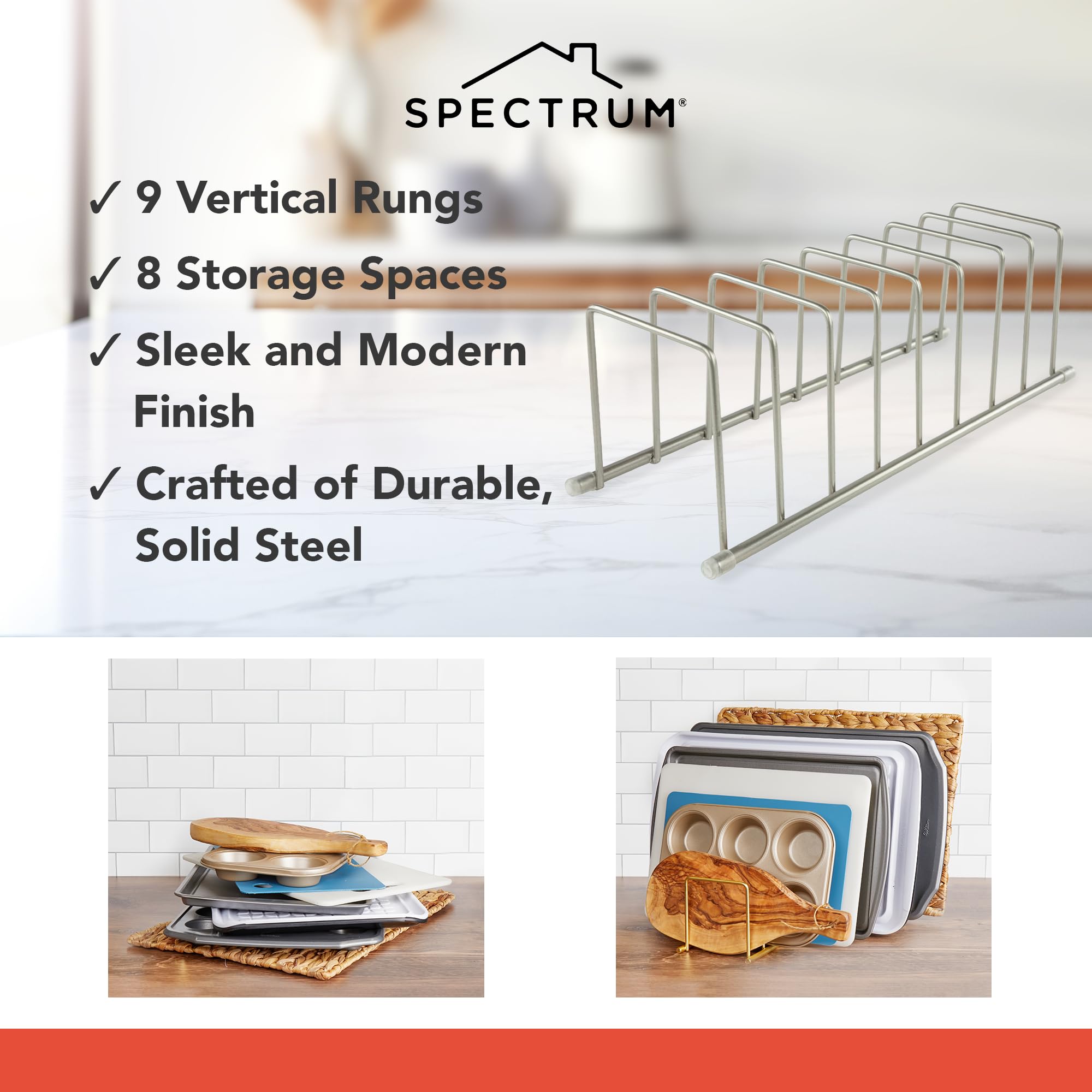 Spectrum Diversified 32078 Dish Drainer For Pots & Pans, Plates, Cutting Boards, Serving Trays & Lids, Satin Nickel