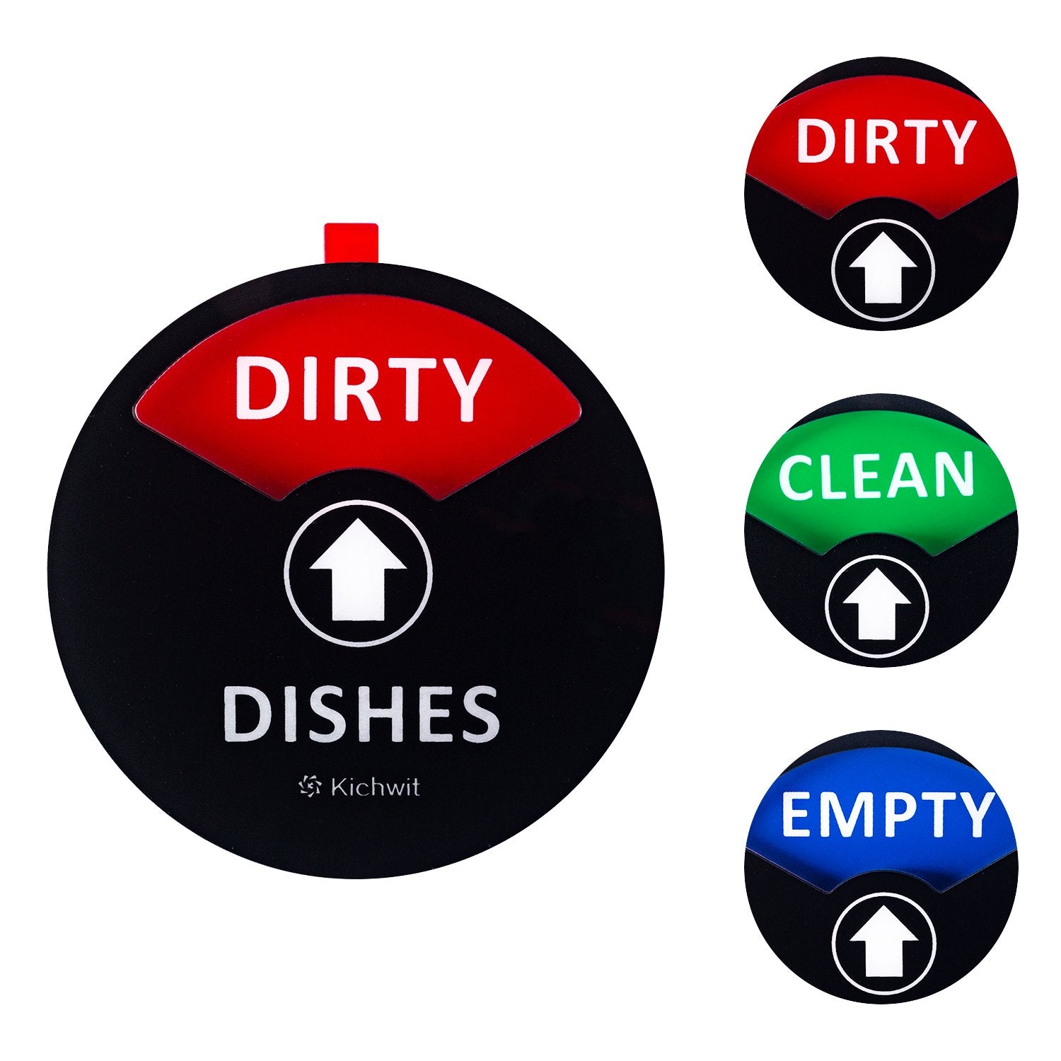Kichwit Clean Dirty Dishwasher Magnet with The 3rd Option Empty   , Non-Scratch Strong Magnet Backing, Residue Free Adhesive Inc