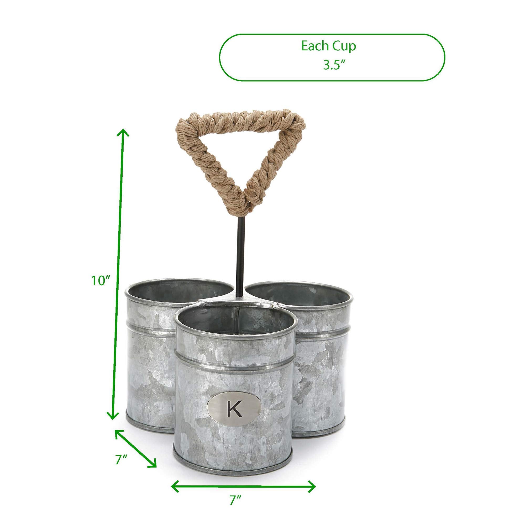 Mind Reader Utensil Holder, Silverware Organizer, Caddy, Cutlery Holder, Galvanized Metal, 7'' L X 7'' W X 10'' H, Silver