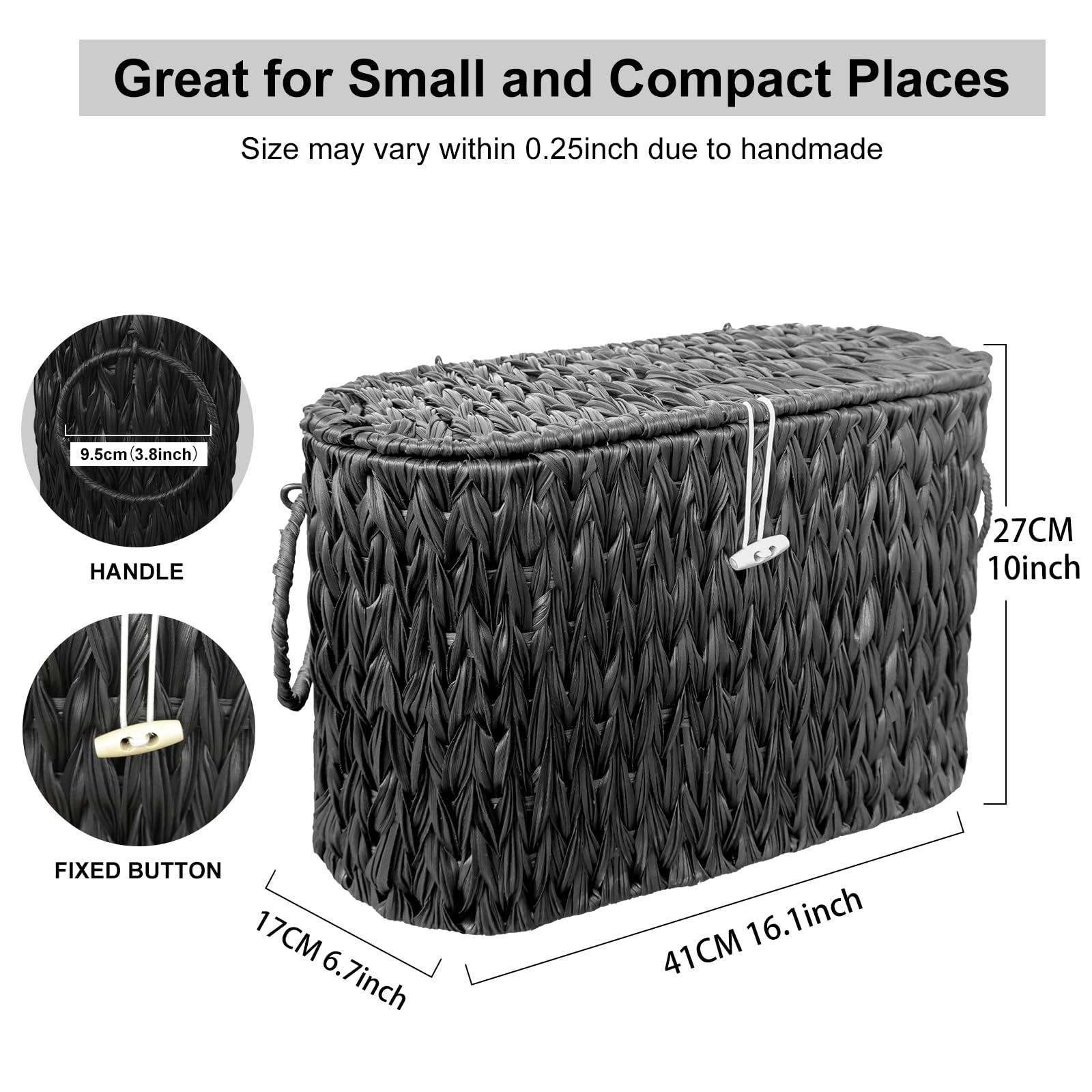 Coeusy Black Toilet Paper Basket With Lid,Wicker Toilet Paper Storage Stand,Extra Large Toilet Paper Organizer Basket,Mega Roll