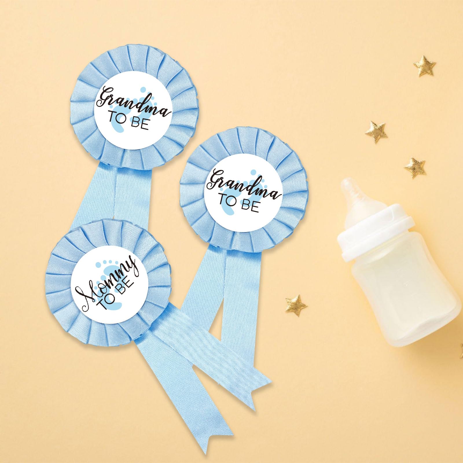 Mommy To Be Tinplate Badge Pin, 2 Grandma To Be Badge Light Blue For Boy - Baby Shower Button New Mom Gifts Gender Reveals Party
