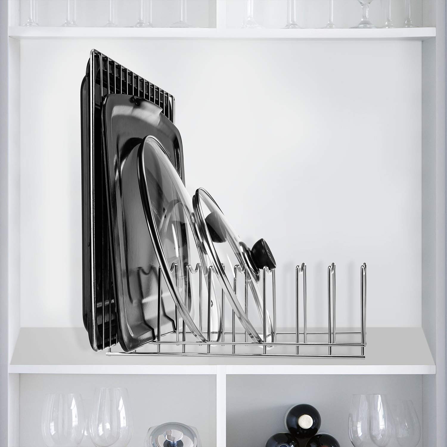 Y.Z.Bros Kitchen Pot Lid Holder Organizer, Rack Cutting Boards, Bakeware, Reusable Containers, Plates