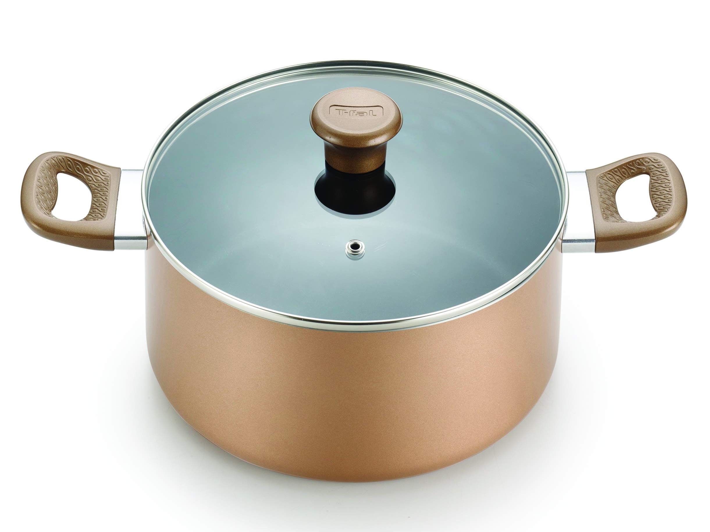 T-fal B036SE Excite ProGlide Nonstick Thermo-Spot Heat Indicator Dishwasher Oven Safe Cookware Set, 14-Piece, Bronze