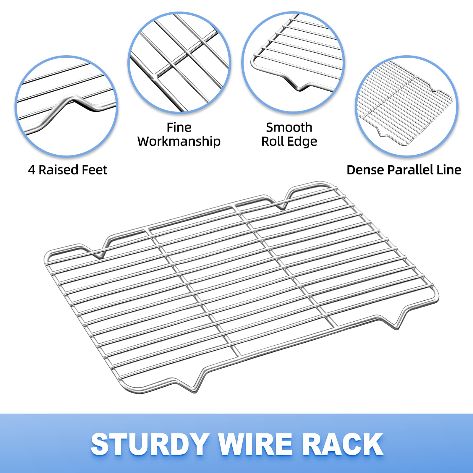 Baking Sheet With Rack, Zacfton Stainless Steel Cookie Sheet Baking Pan With Cooling Rack, Eighth Sheet Pan Toaster Oven Tray Wi