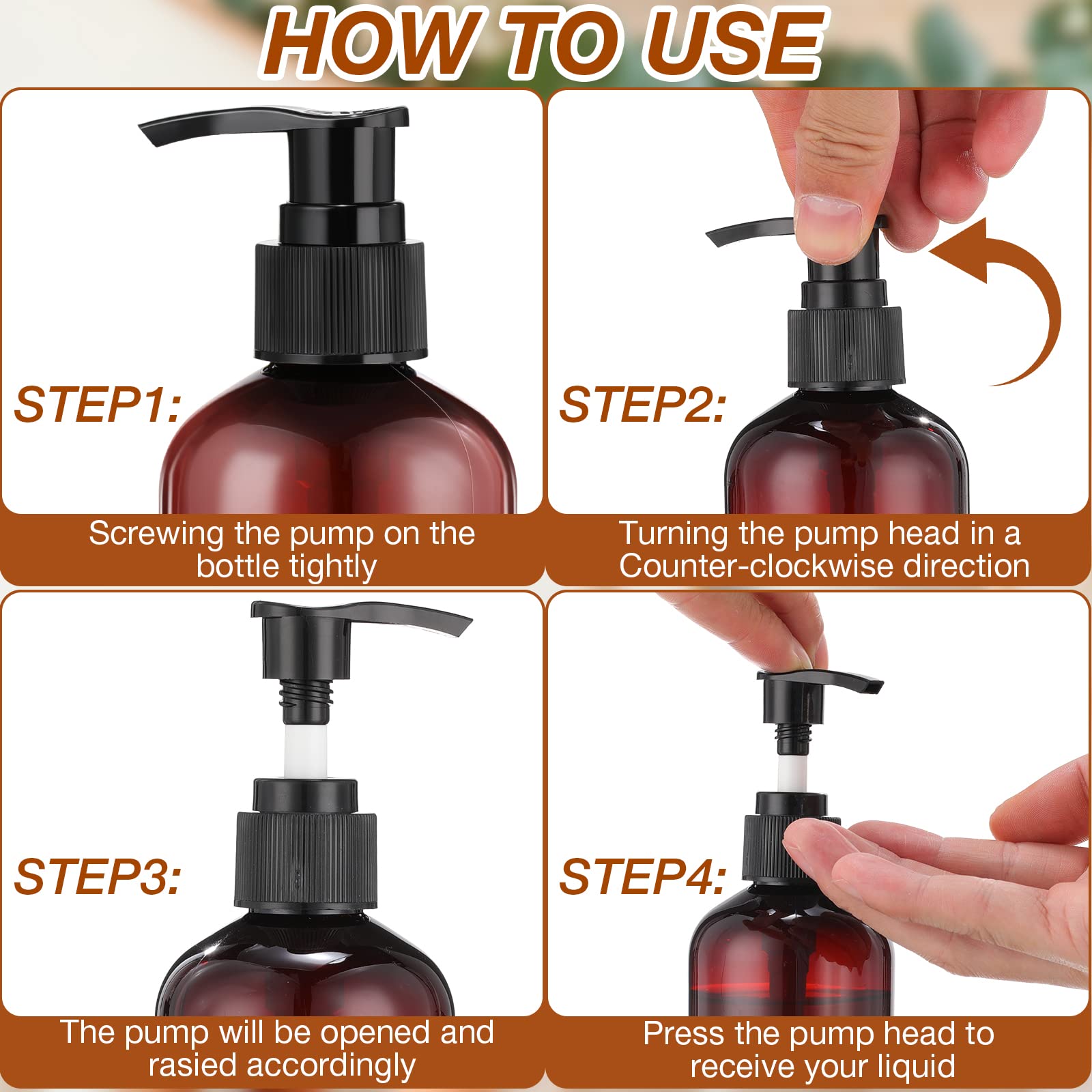 48 Pcs Pump Bottle Lotion Dispenser Refillable Shampoo Conditioner Hand Soap Dispenser Plastic Empty 8Oz/250Ml Clear Reusable Bo