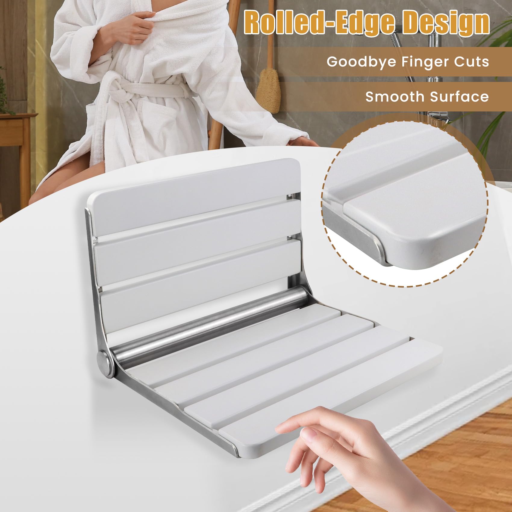 Folding Teak Shower Seat Wall Mounted,Fold Down Shower Seat,Foldable Shower Bench,Home Care Teak Shower Seat Bench For Inside Sh