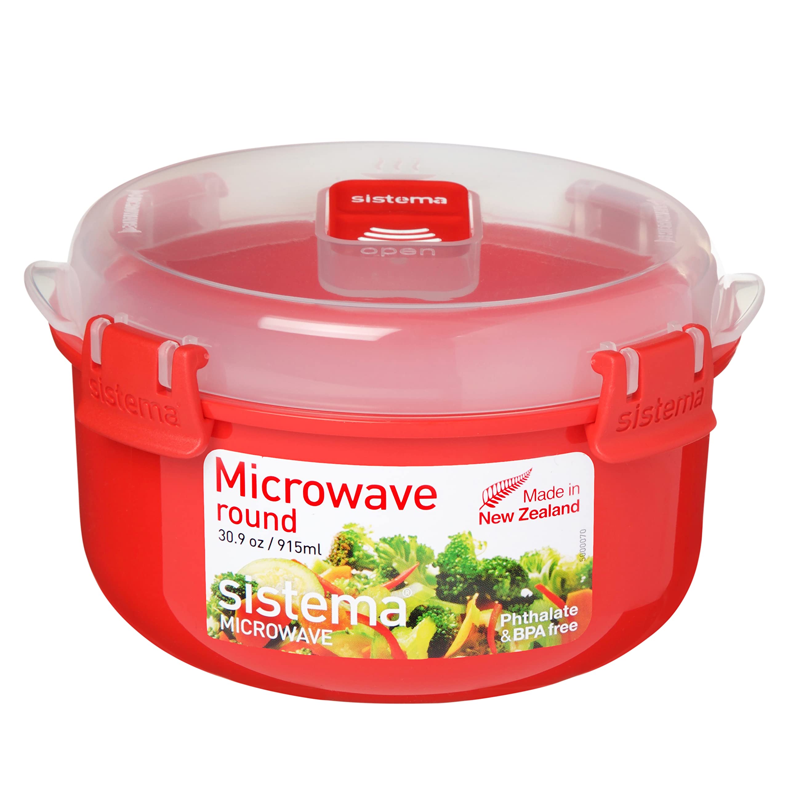 Sistema Microwave Cookware Bowl, Round, 309 Ounce 38 Cup, Red