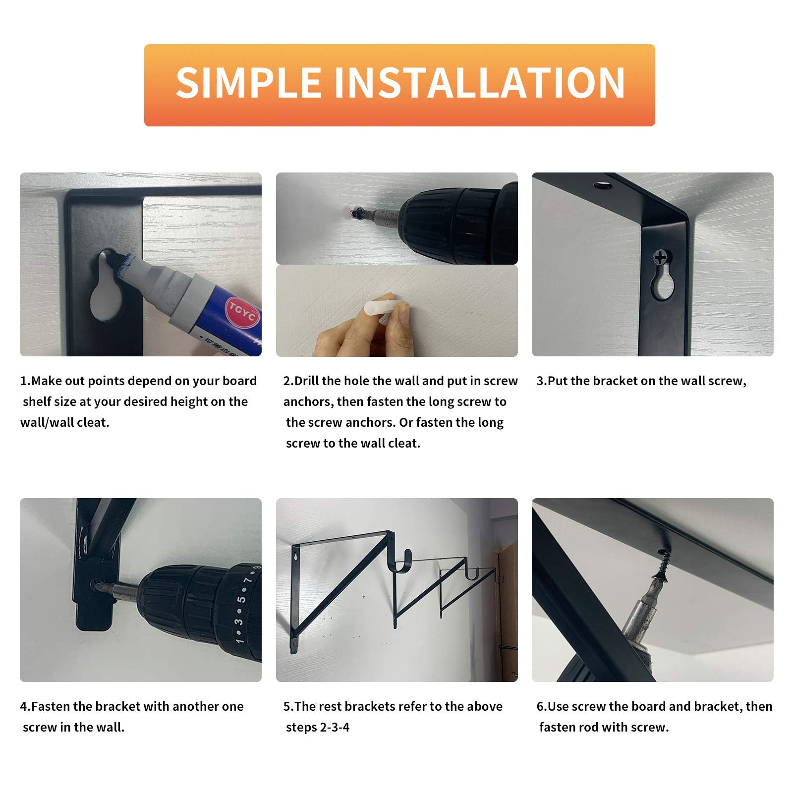 4 Pack Heavy Duty Closet Shelf & Rod Brackets,Closet Rod Bracket,Shelf Brackets Clothes,Closet Shelves Bracket With Rod Shelving