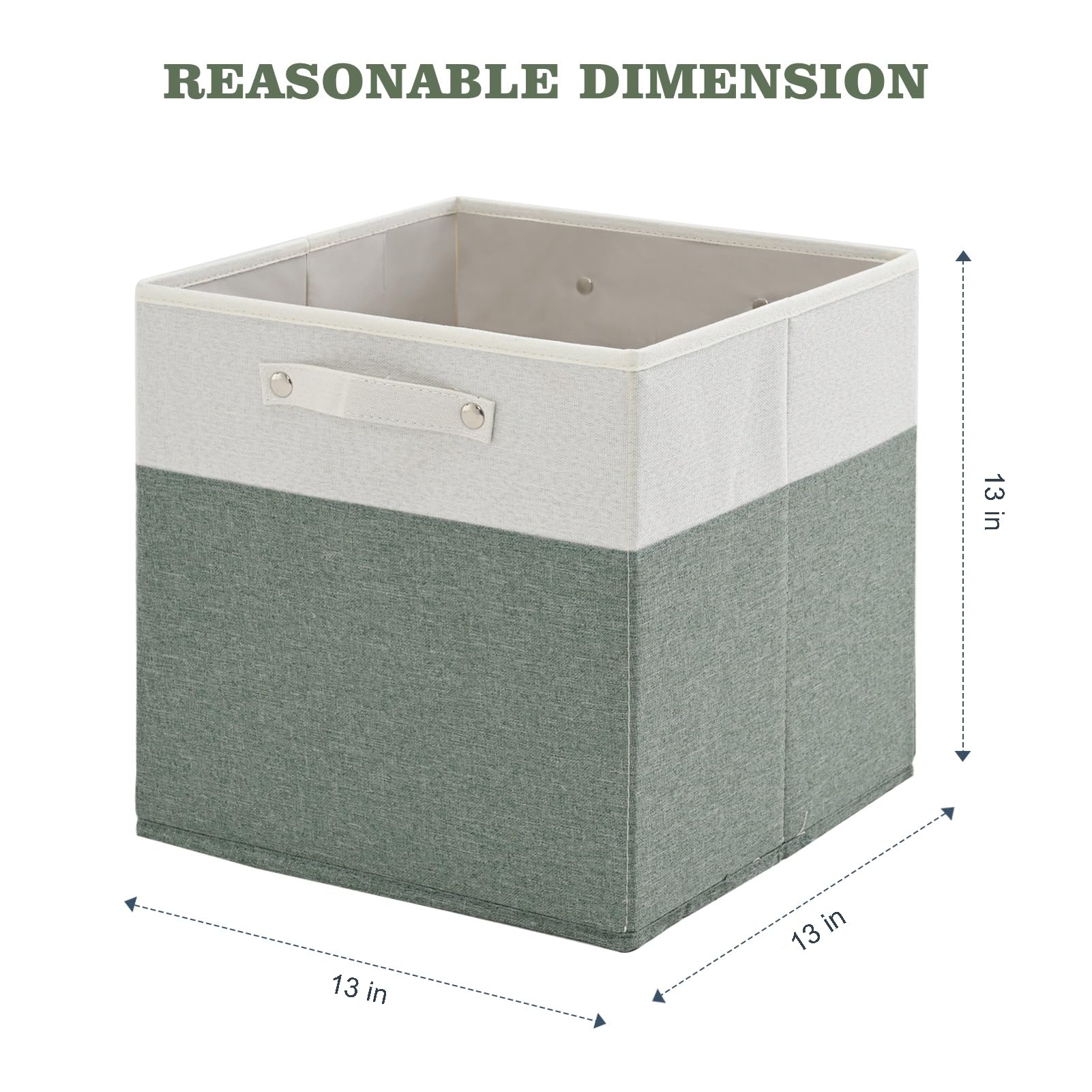 13 X 13 Inch Fine Linen Storage Bins With Handles,Fabric Cube Boxs,Collapsible Basket Organizers For Shelves For Home, Closet Dr