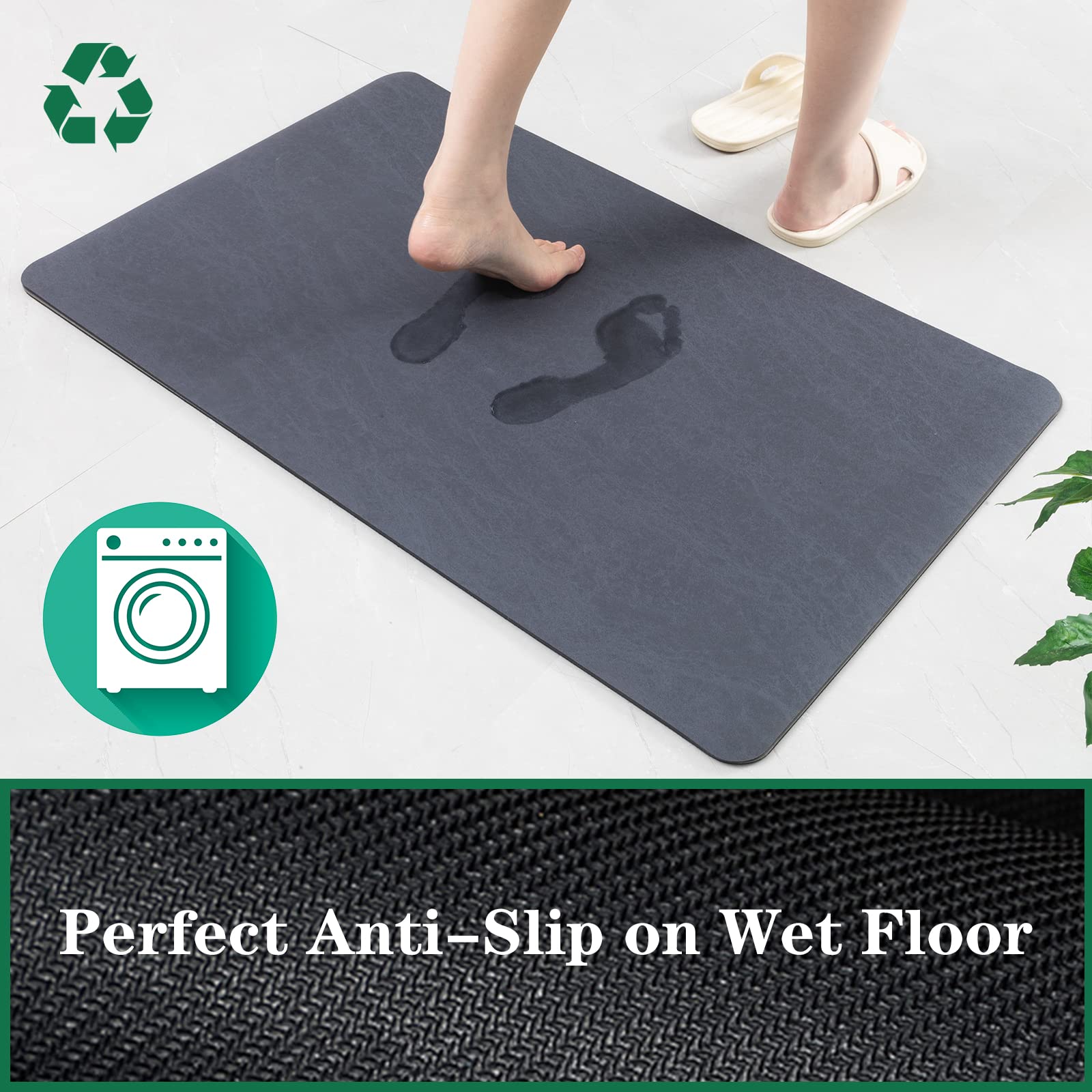 Zoryllic Diatomaceous Earth Bath Mat Bathtub Mat Soft Fast Drying Non Slip Bath Stone Mat Shower Mat Super Absorbent Washable Bathroom Floor Mat
