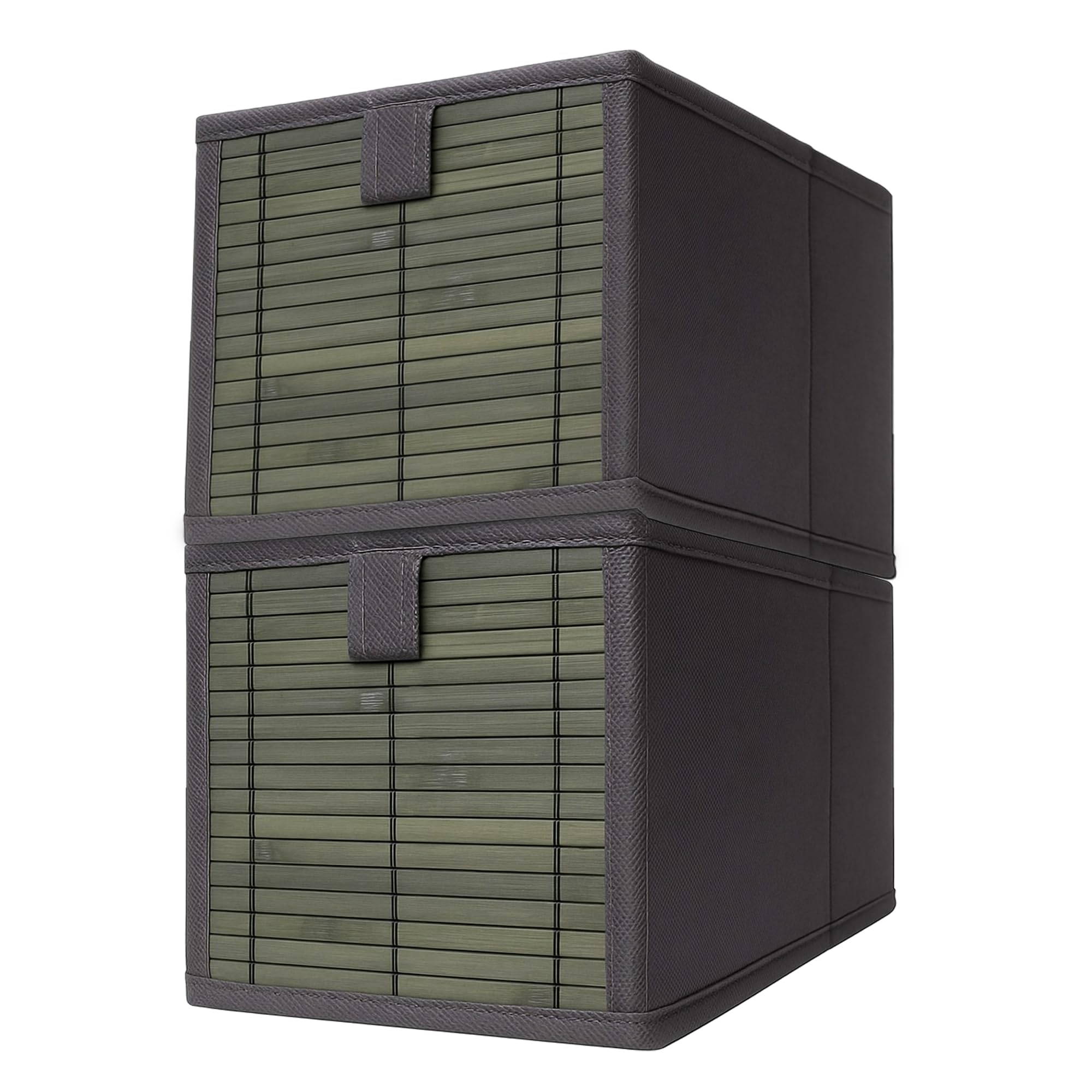 Prime Pick Smart Fold Storage Box Foldable Clothes Organizer Bamboo Front Metal Frame Lid Covered Washable Fabric Wardrobe Drawe