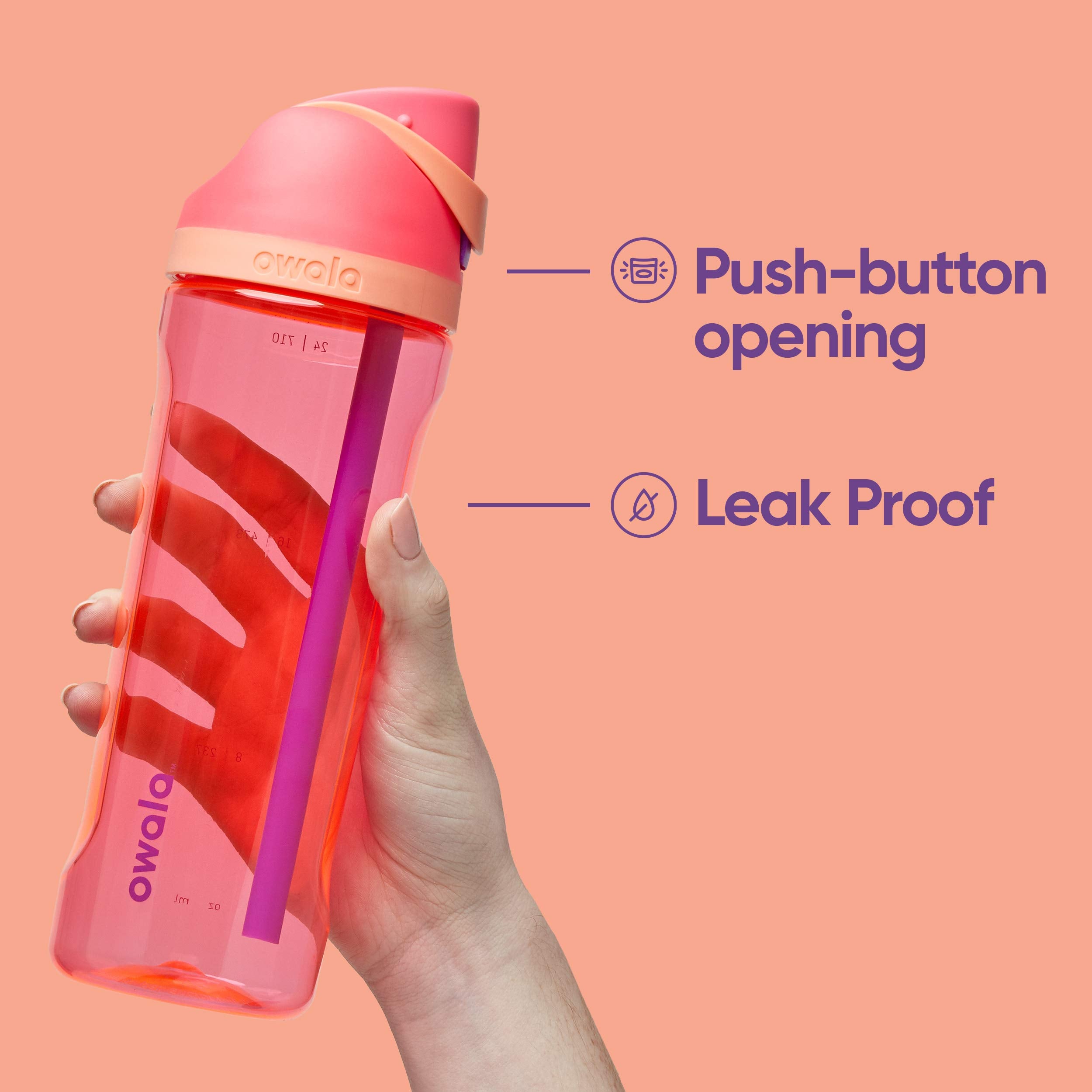 Owala FreeSip 25 Oz Tritan Plastic Water Bottle, BPA-Free, Shy Marshmallow Color, Model C03783